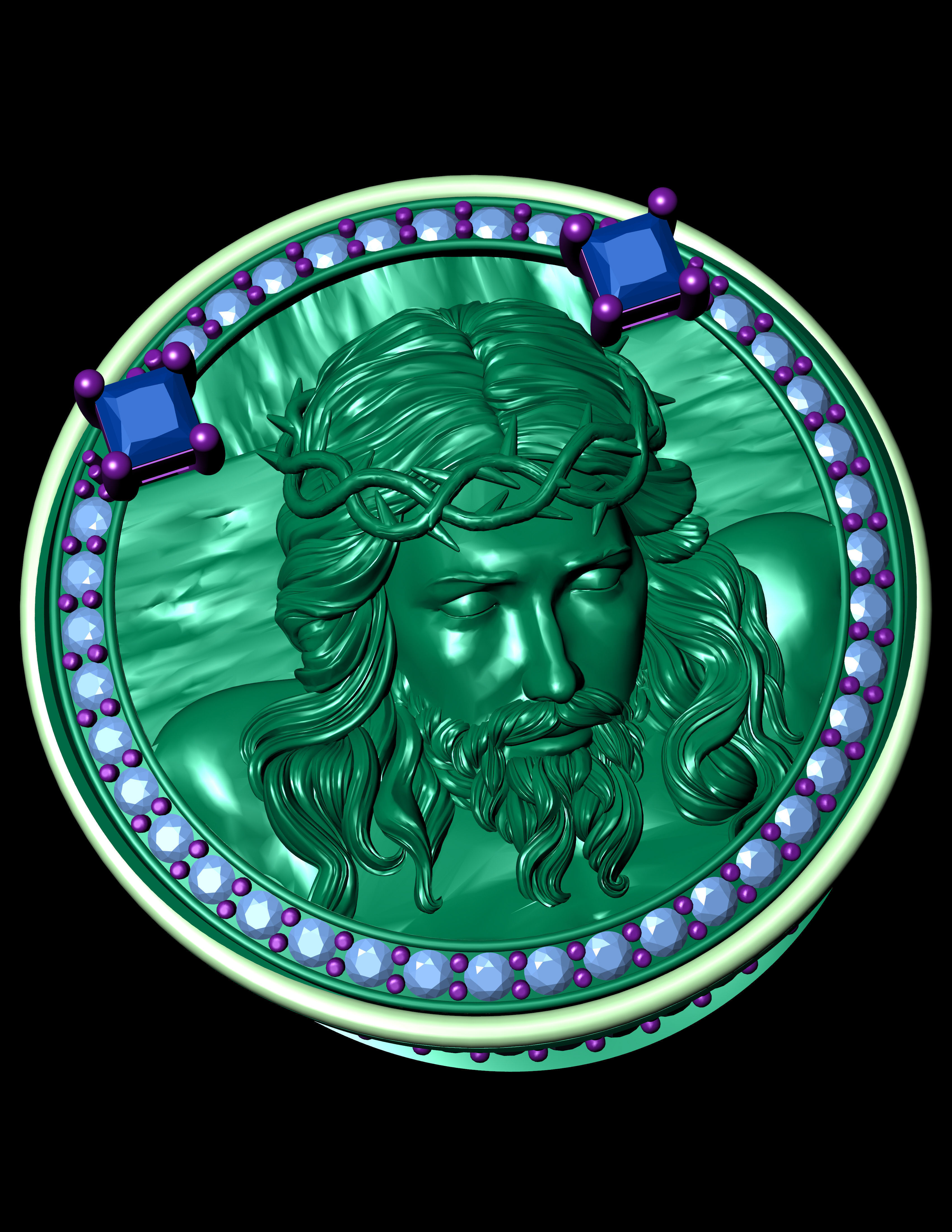 Jesus Diamond Ring 3d Print Model 3D print model_10