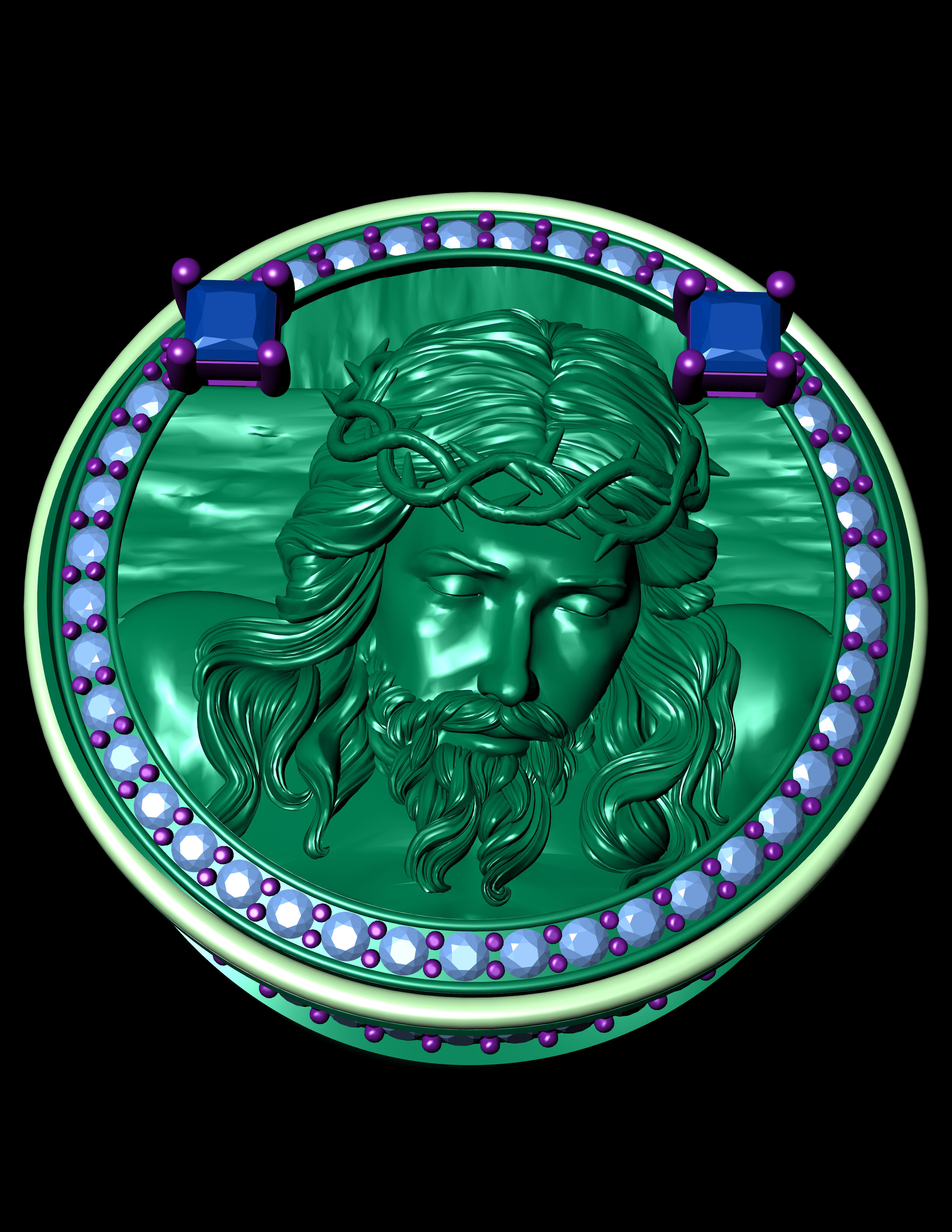 Jesus Diamond Ring 3d Print Model 3D print model_9