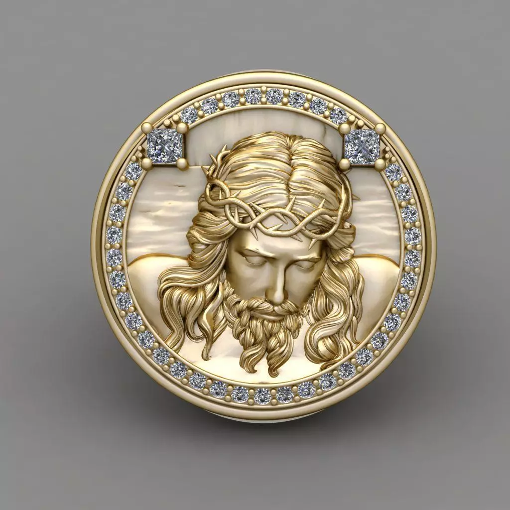 Jesus Diamond Ring 3d Print Model 3D print model_0