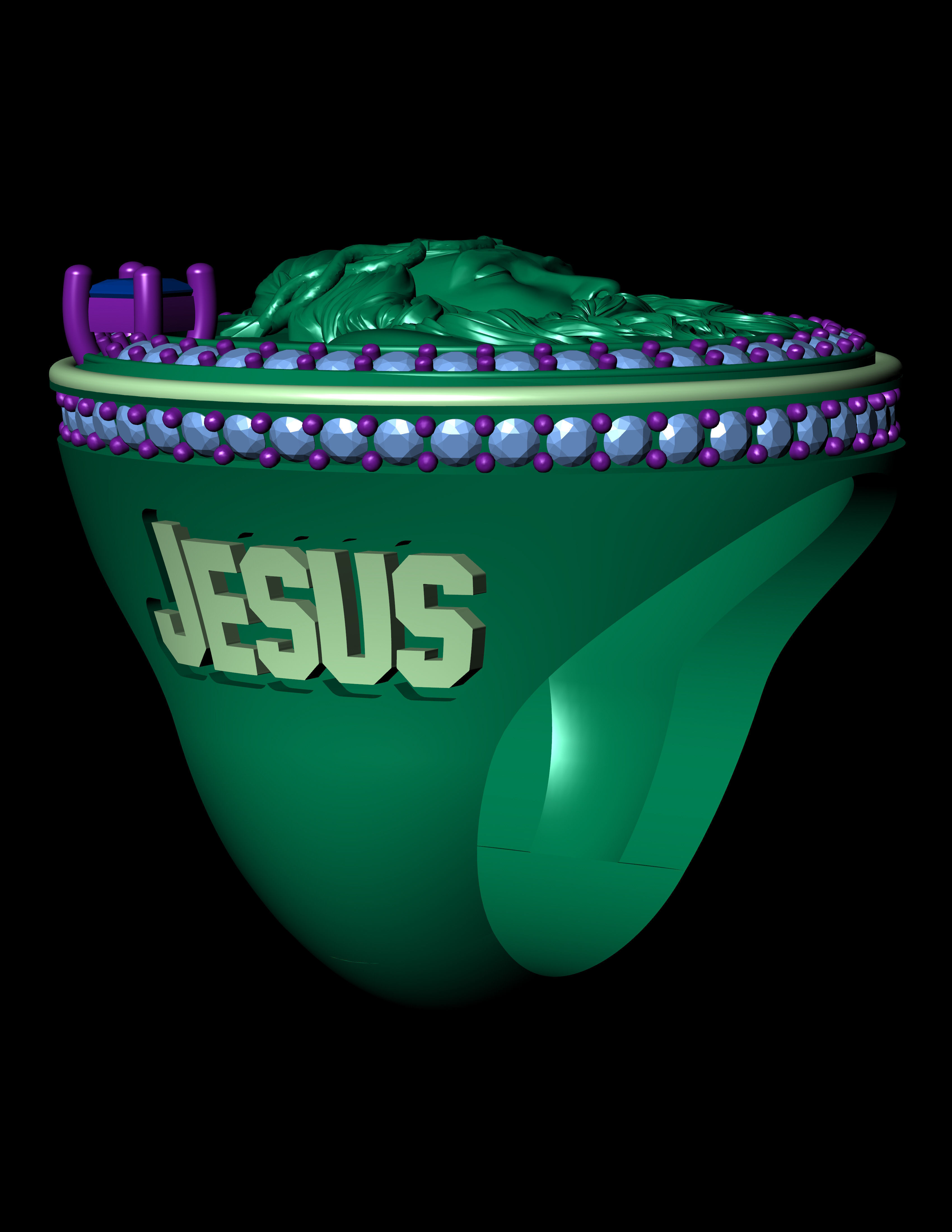Jesus Diamond Ring 3d Print Model 3D print model_14