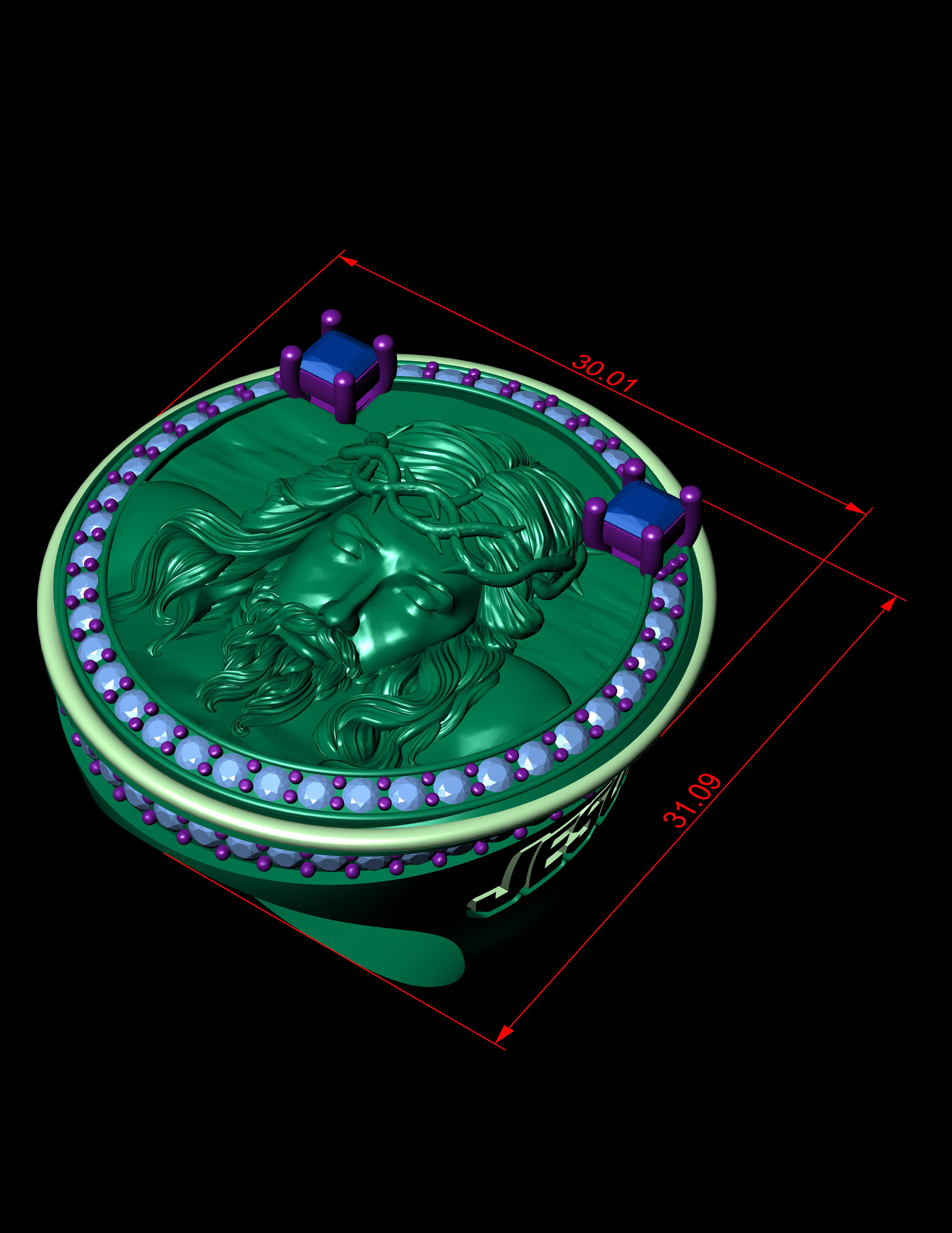 Jesus Diamond Ring 3d Print Model 3D print model_11