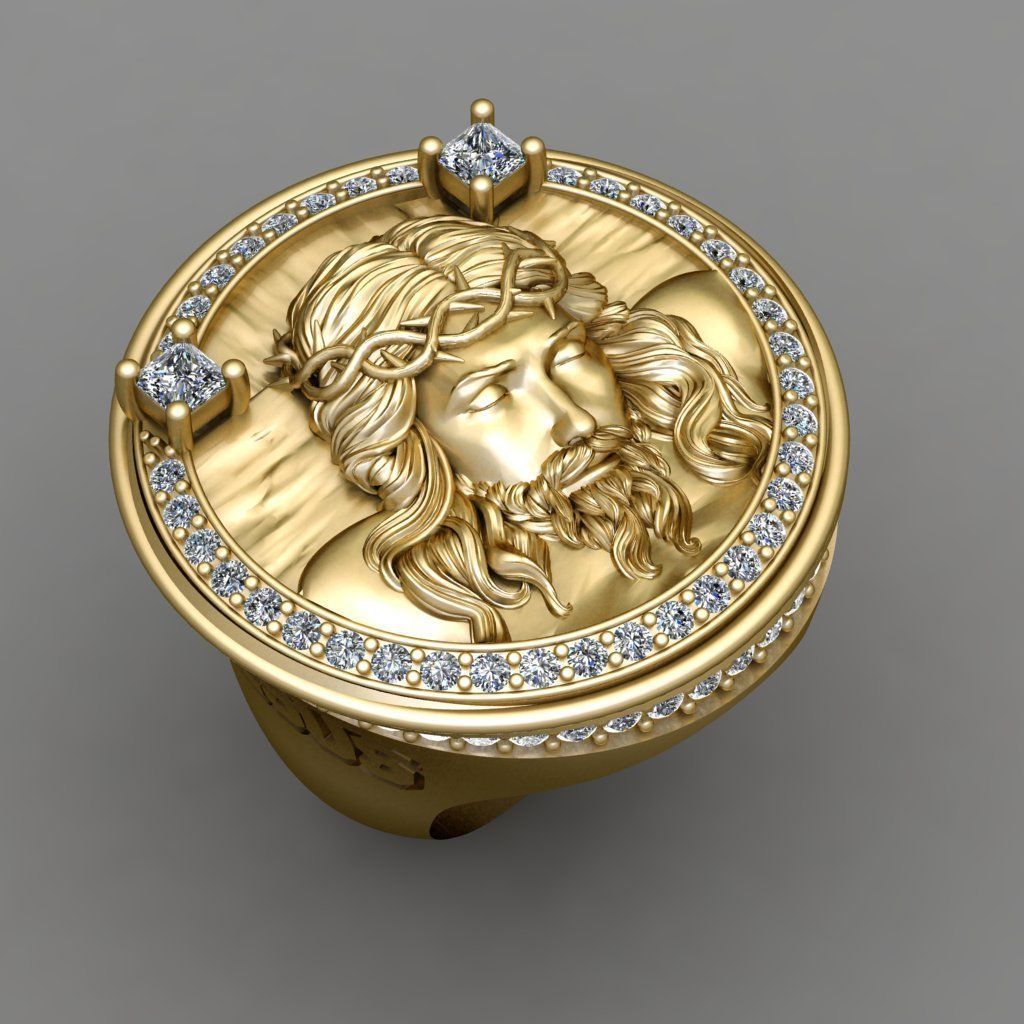 Jesus Diamond Ring 3d Print Model 3D print model_2