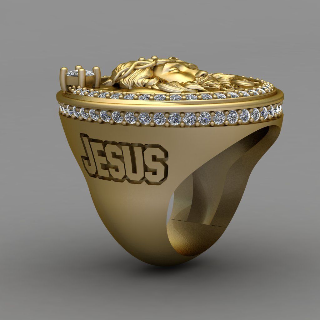 Jesus Diamond Ring 3d Print Model 3D print model_4