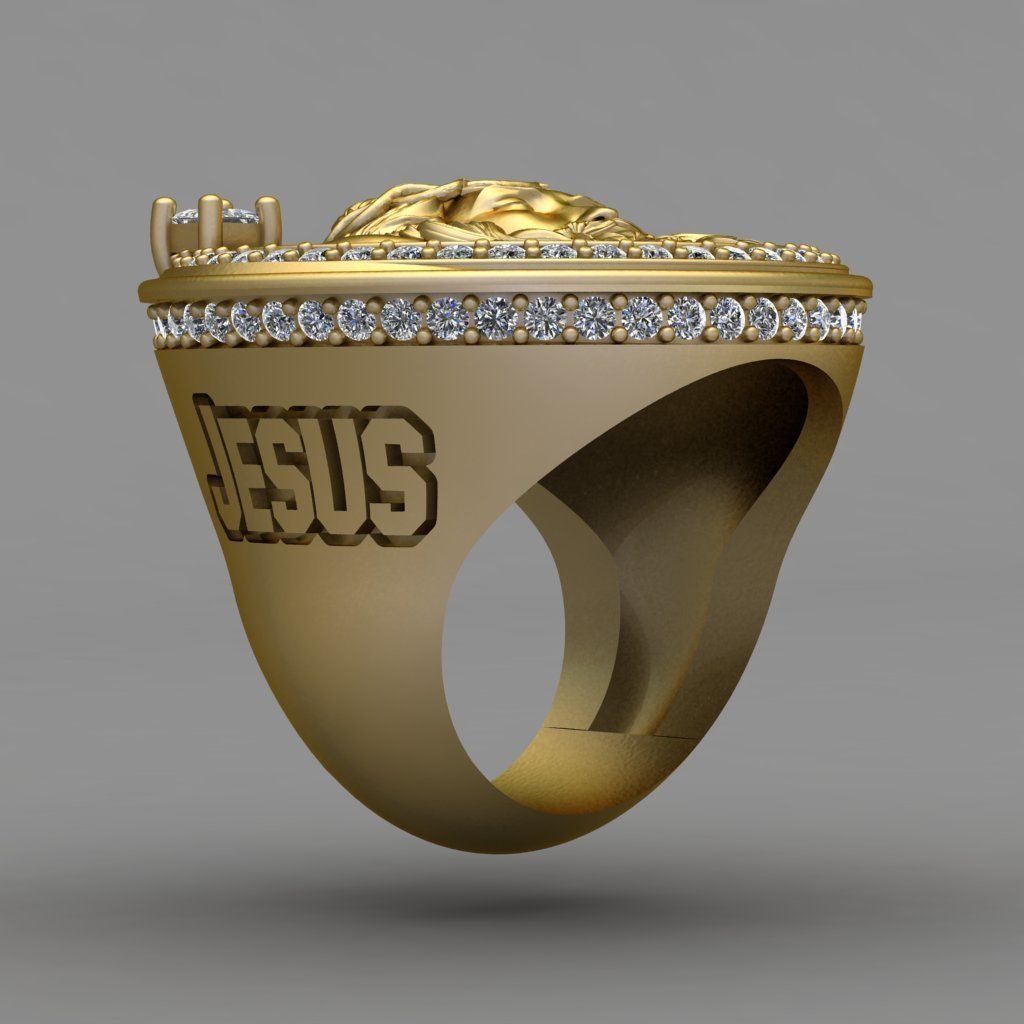 Jesus Diamond Ring 3d Print Model 3D print model_7