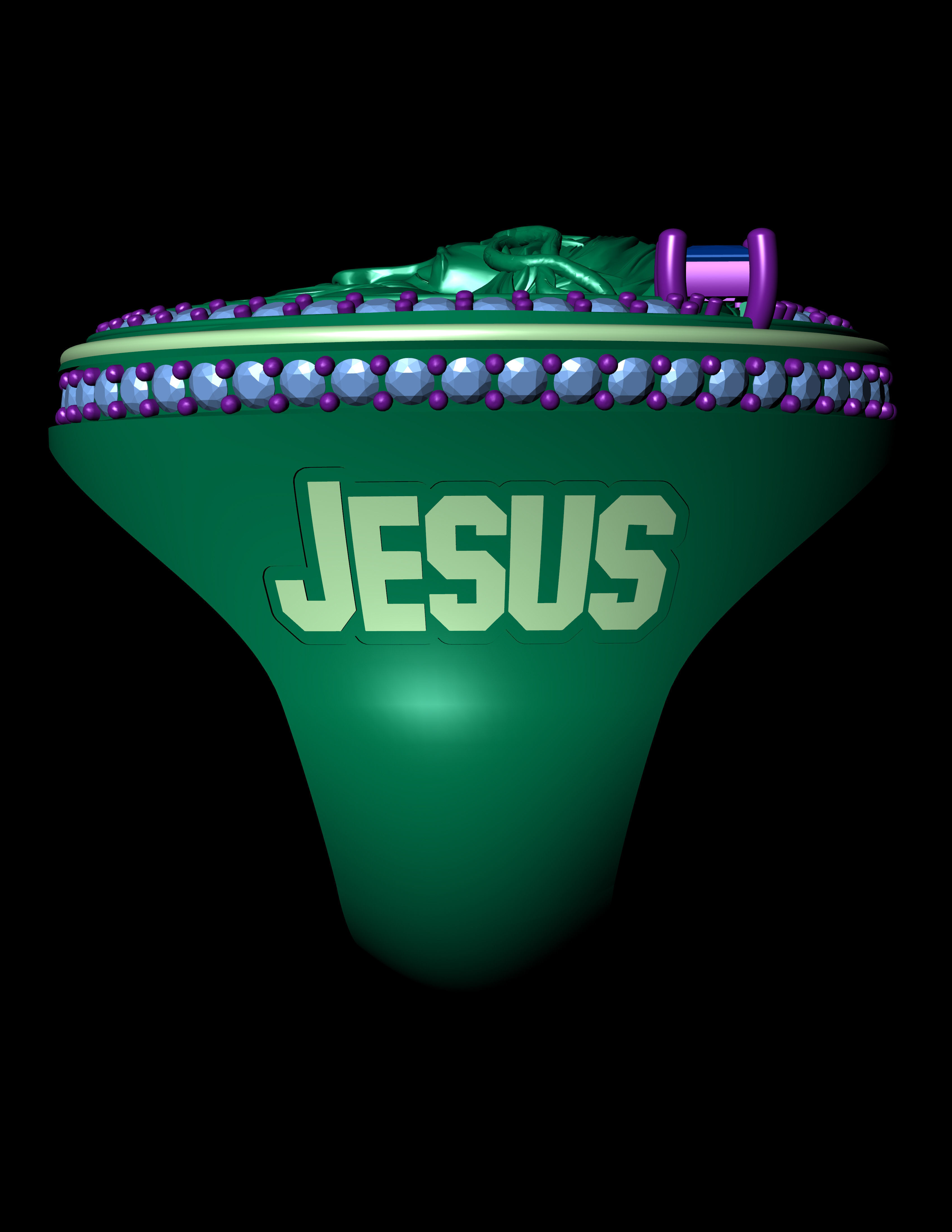 Jesus Diamond Ring 3d Print Model 3D print model_17