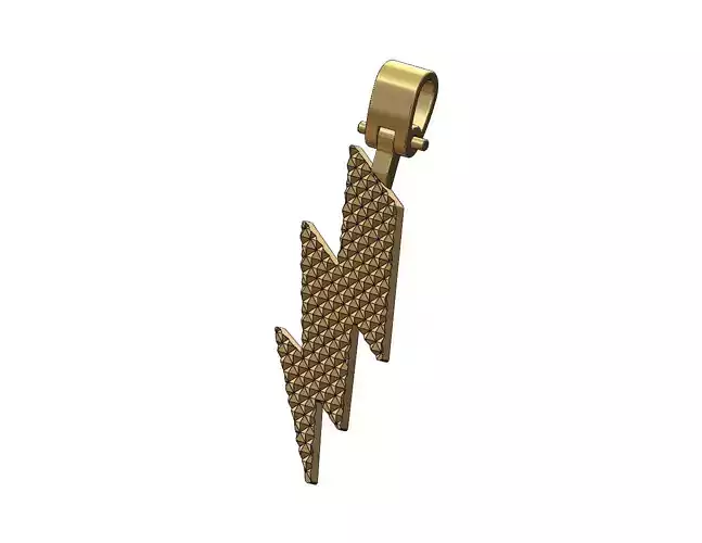 Knurled lightning bolt charm pendant