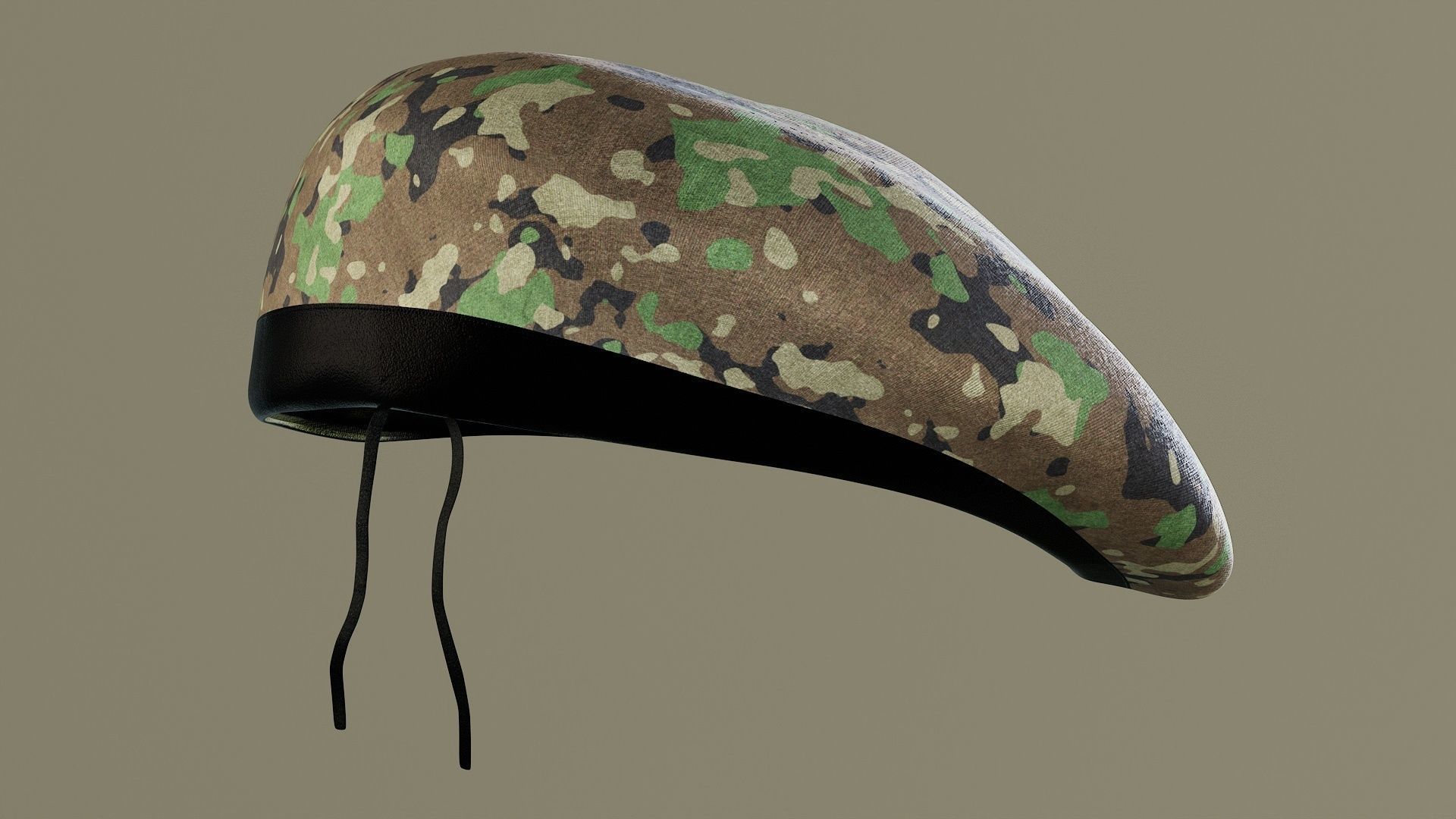 SCAR-H Gun and Green Camo Beret Low-poly 3D model_31