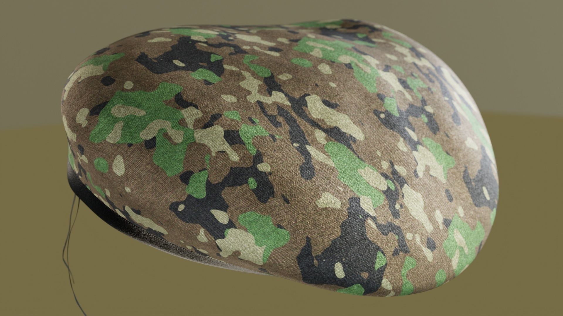 SCAR-H Gun and Green Camo Beret Low-poly 3D model_35