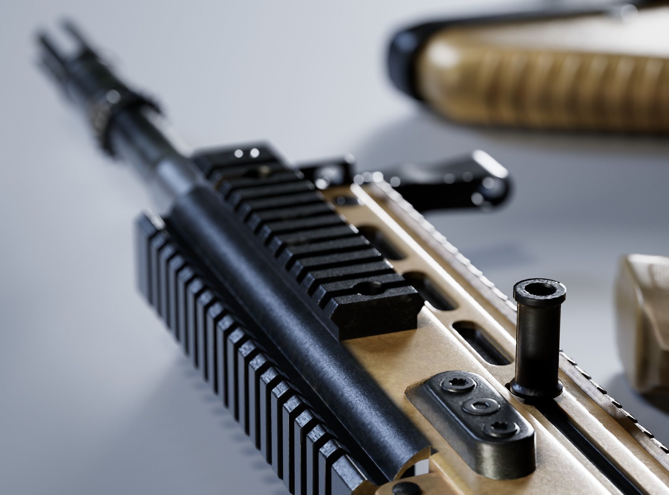 SCAR-H Gun and Green Camo Beret Low-poly 3D model_11