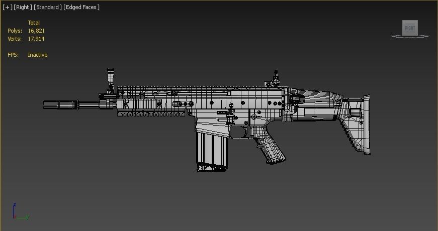 SCAR-H Gun and Green Camo Beret Low-poly 3D model_26