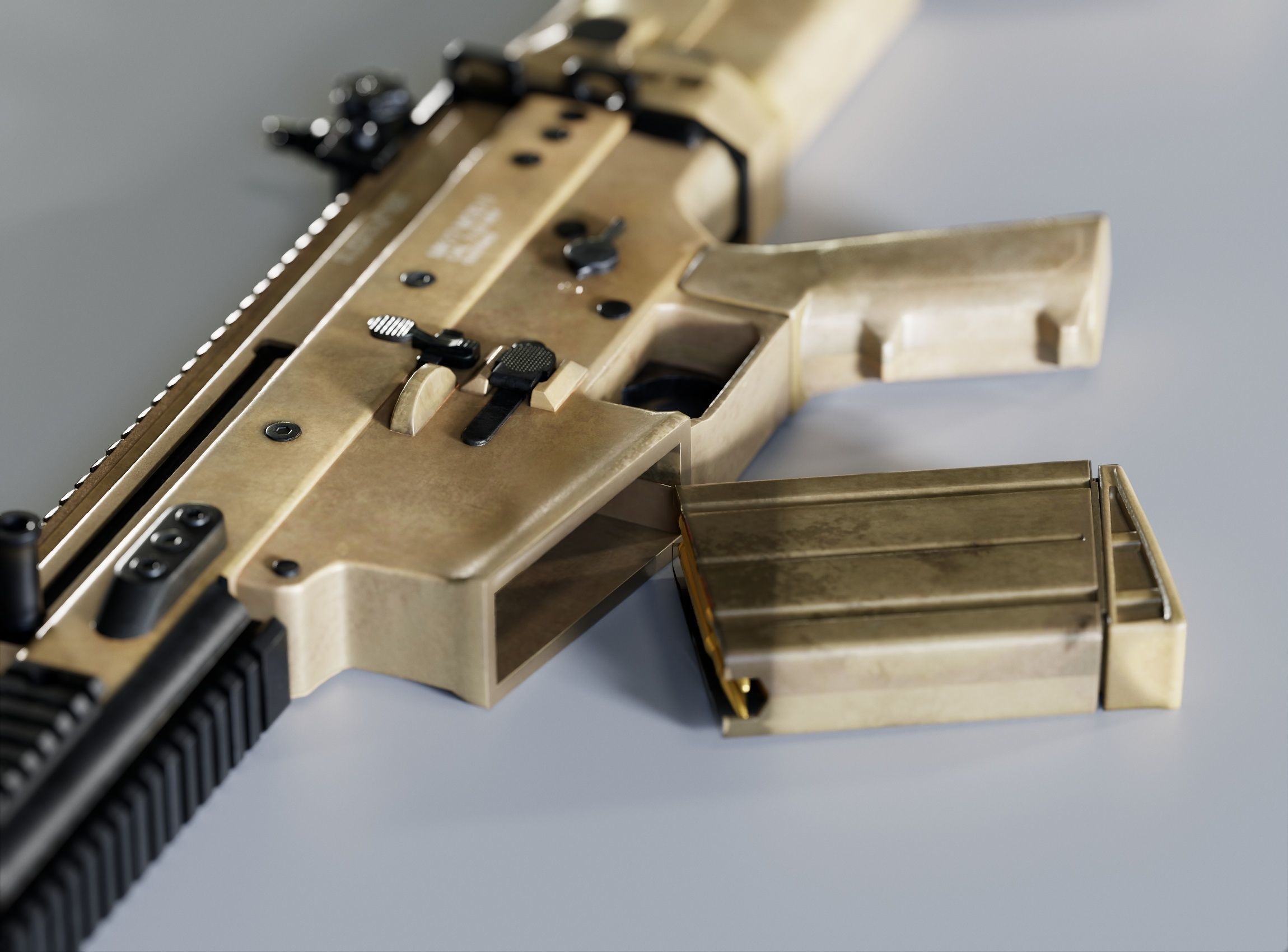 SCAR-H Gun and Green Camo Beret Low-poly 3D model_6