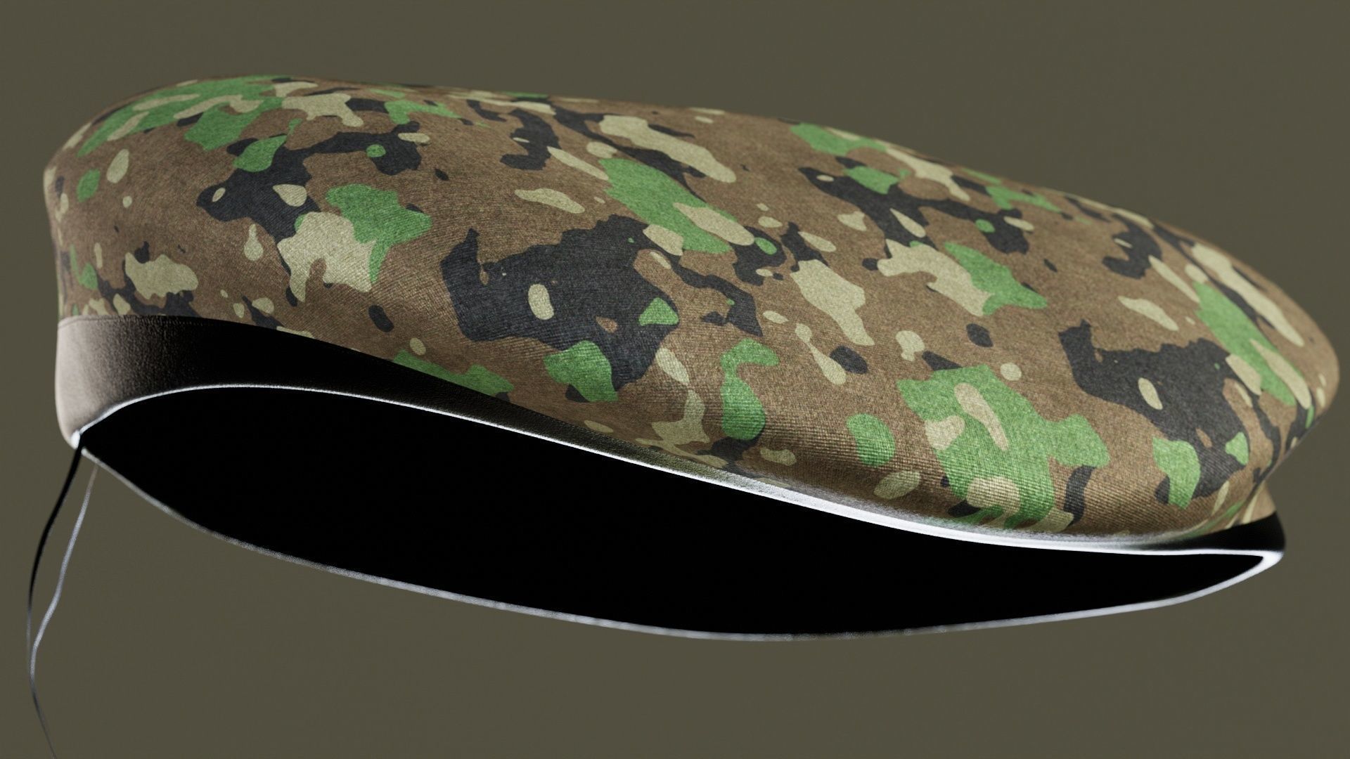 SCAR-H Gun and Green Camo Beret Low-poly 3D model_34