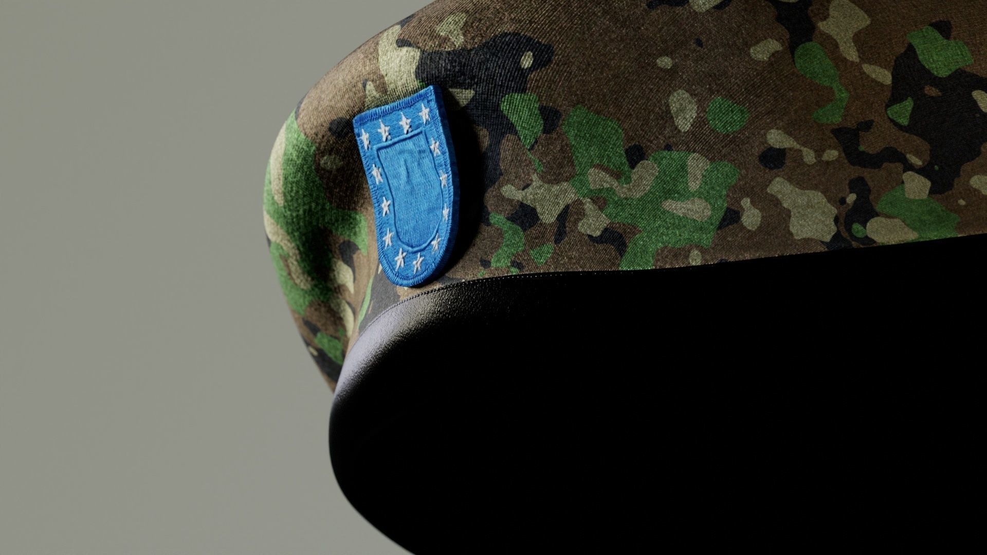 SCAR-H Gun and Green Camo Beret Low-poly 3D model_37