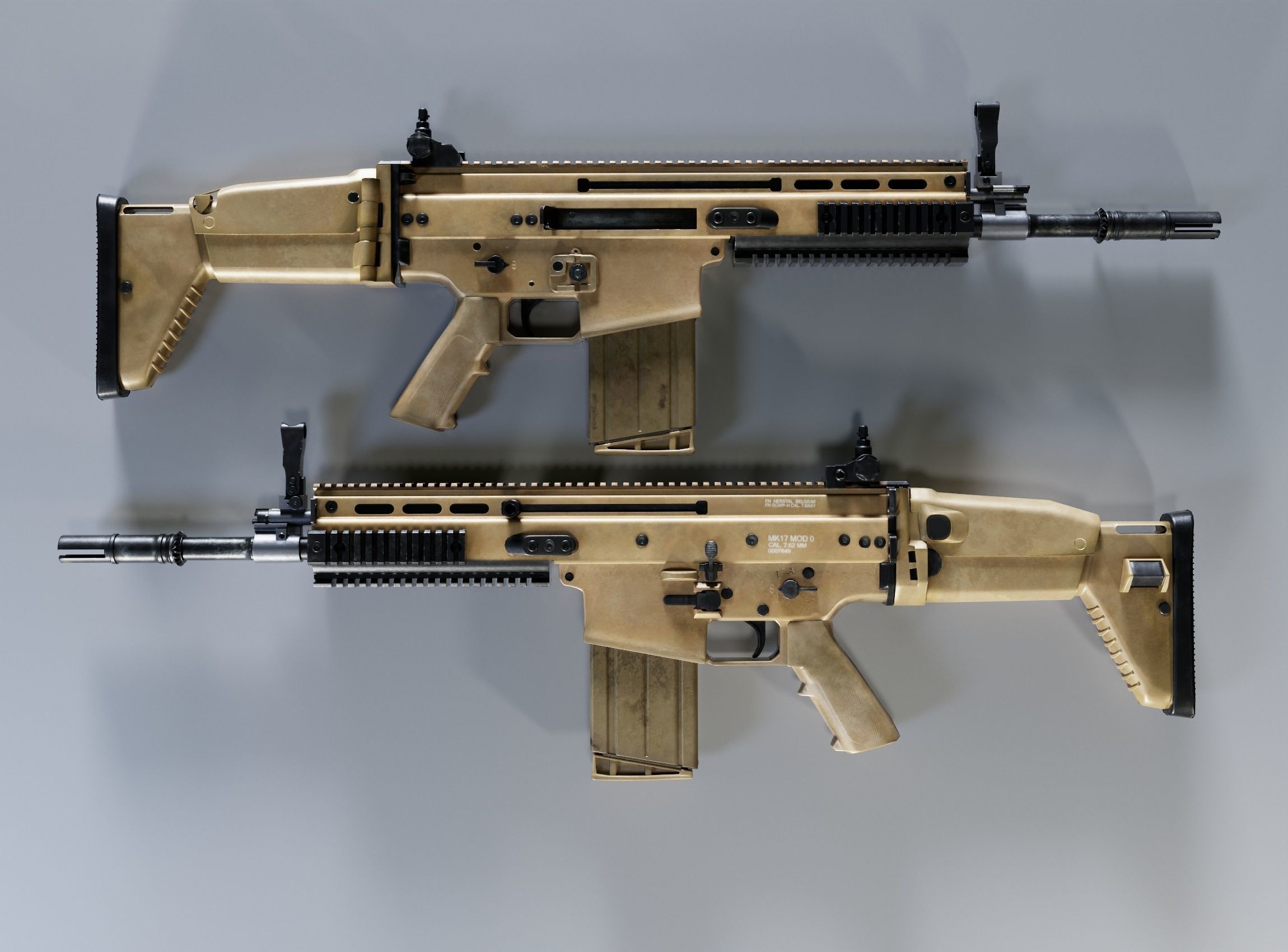 SCAR-H Gun and Green Camo Beret Low-poly 3D model_16