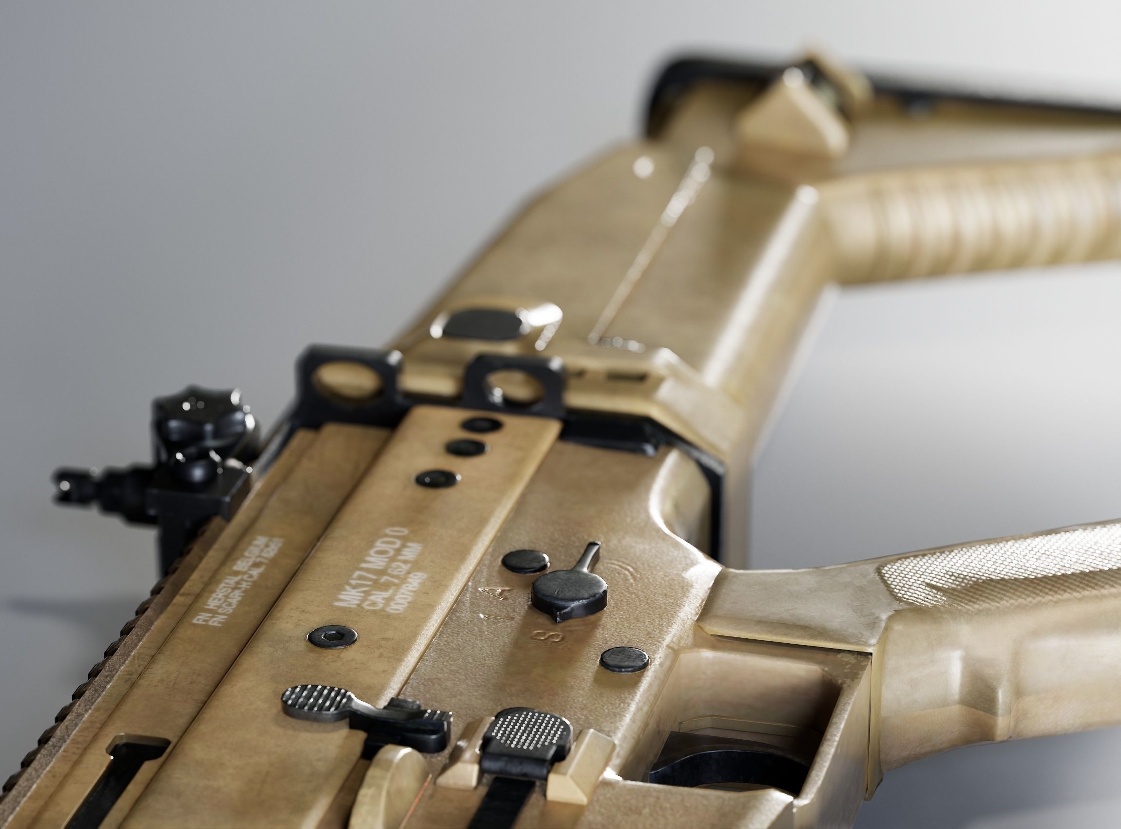 SCAR-H Gun and Green Camo Beret Low-poly 3D model_10