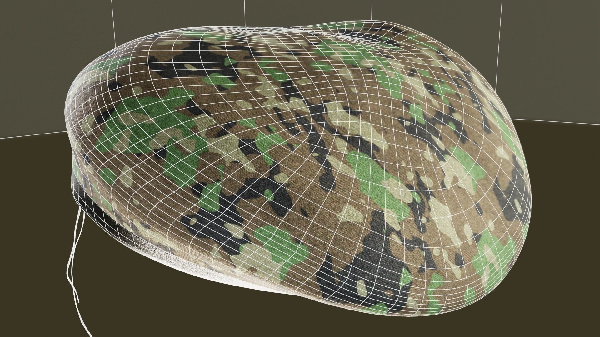 SCAR-H Gun and Green Camo Beret Low-poly 3D model_47