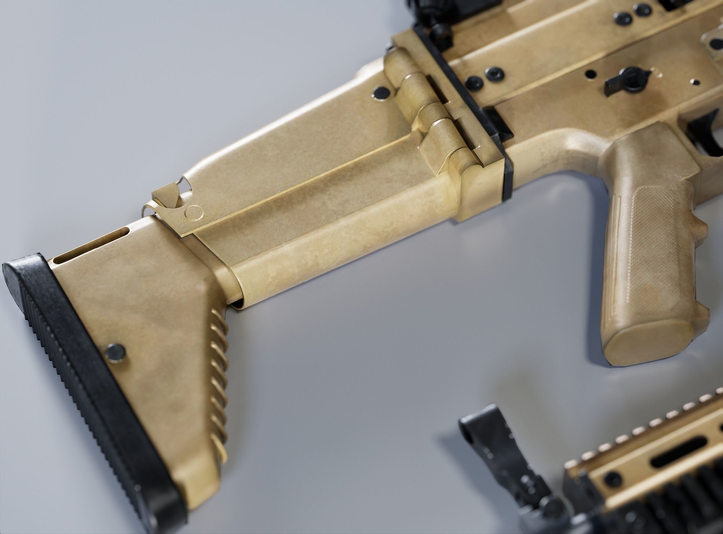 SCAR-H Gun and Green Camo Beret Low-poly 3D model_9