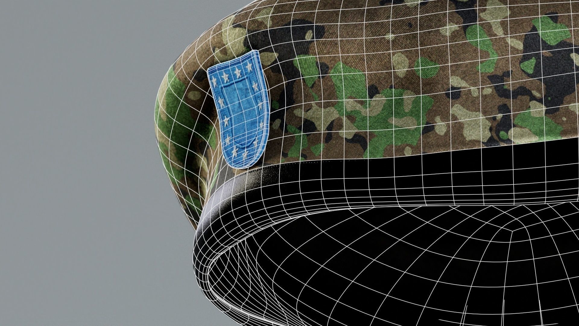 SCAR-H Gun and Green Camo Beret Low-poly 3D model_51