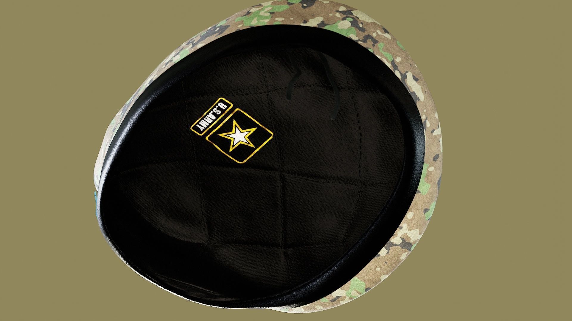 SCAR-H Gun and Green Camo Beret Low-poly 3D model_39