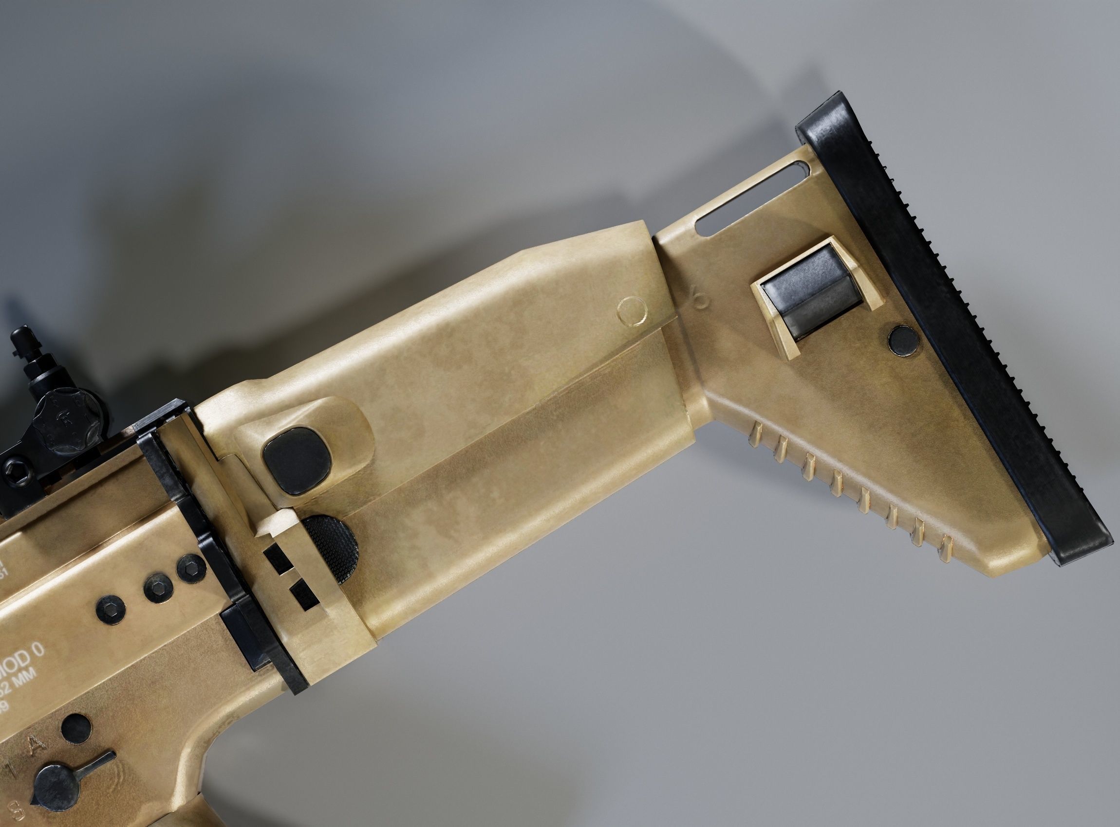 SCAR-H Gun and Green Camo Beret Low-poly 3D model_15
