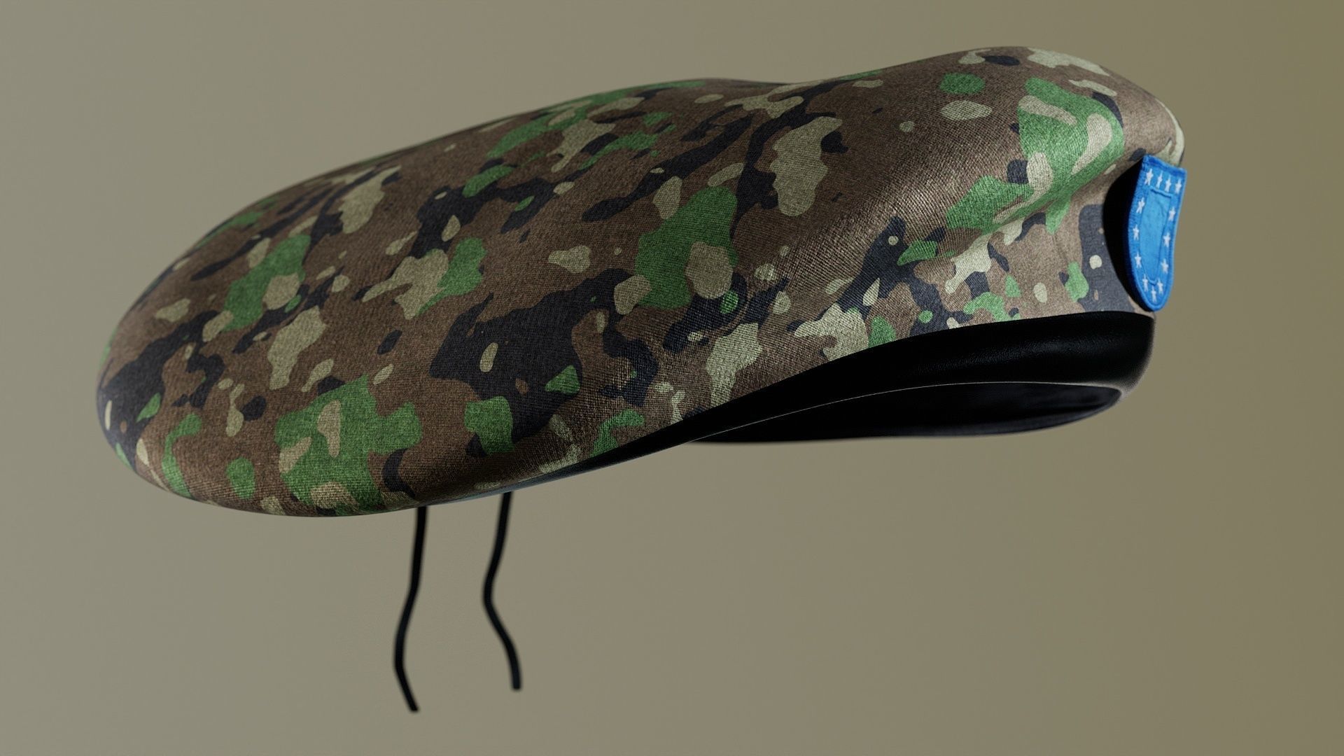 SCAR-H Gun and Green Camo Beret Low-poly 3D model_30