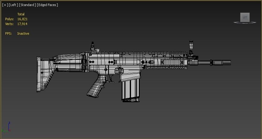 SCAR-H Gun and Green Camo Beret Low-poly 3D model_25