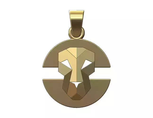 Faceted lion split round pendant with bail