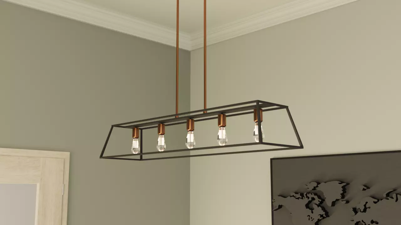 SLEEK MINIMALIST ISLAND CHANDELIER - 5 LIGHT Free 3D model
