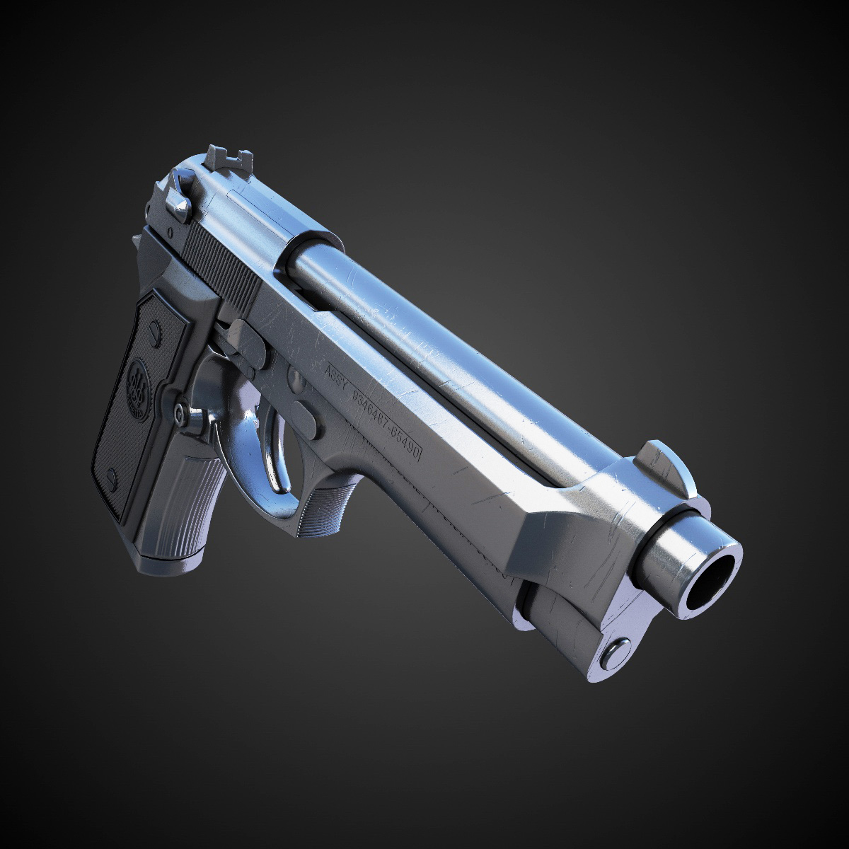 Beretta M9 9mm Pistol Hi-Res 3D model_4