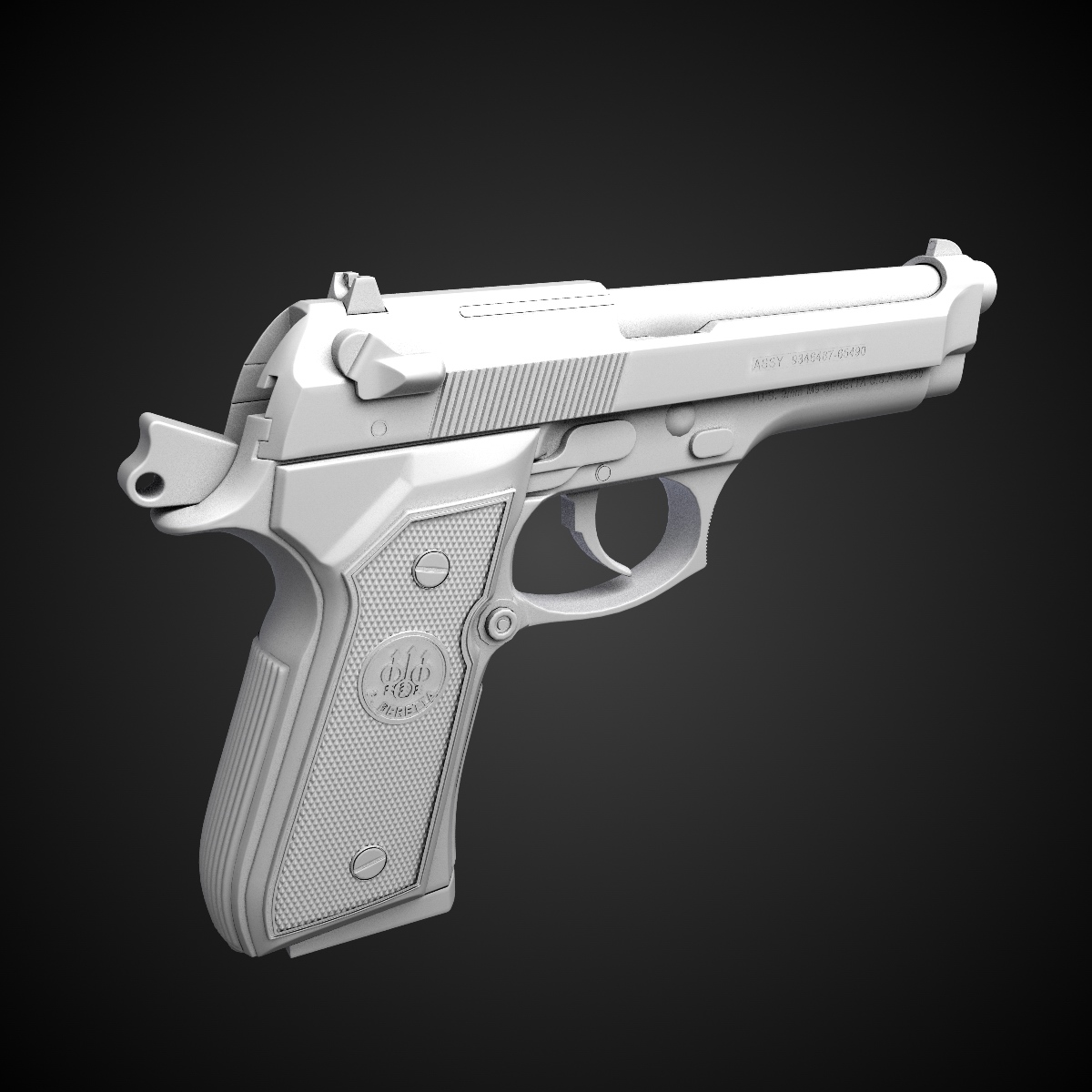 Beretta M9 9mm Pistol Hi-Res 3D model_5