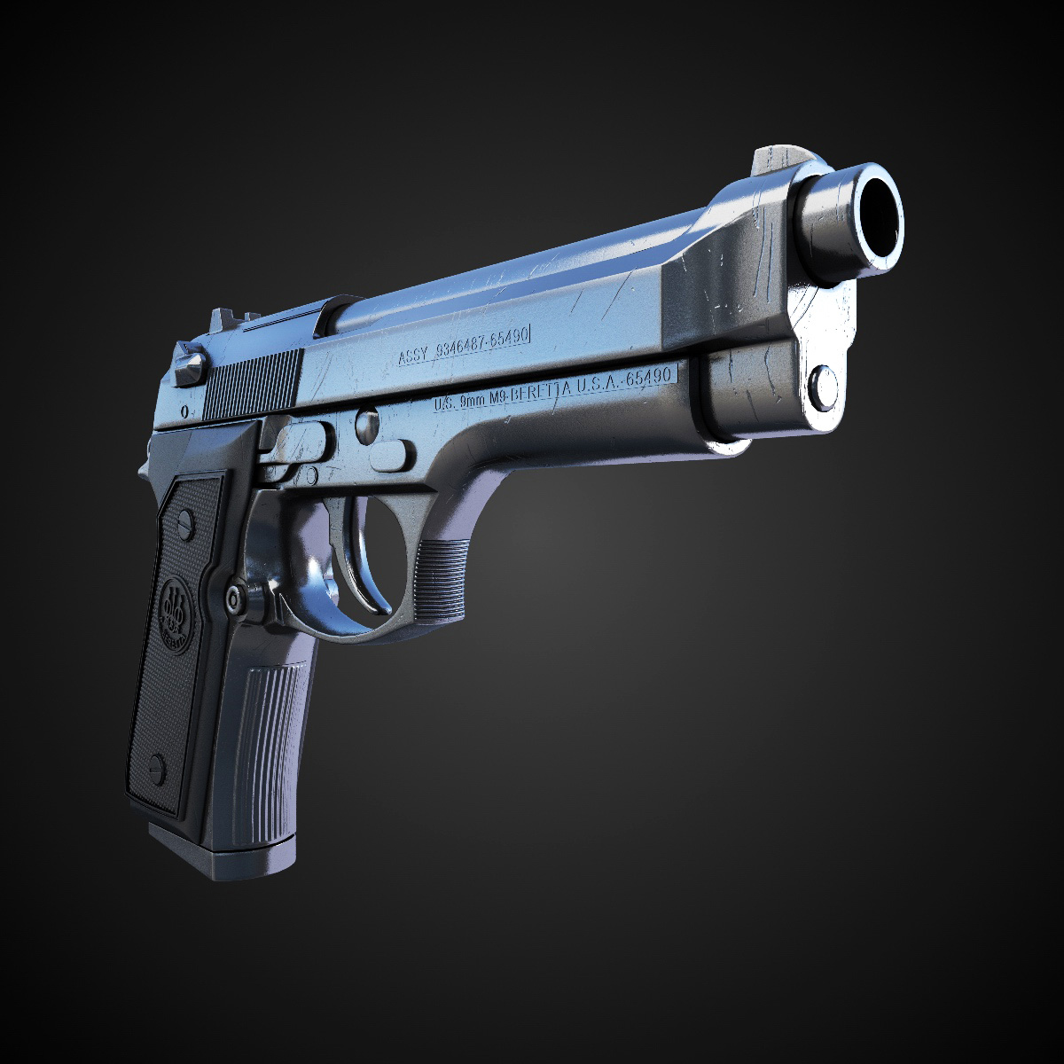 Beretta M9 9mm Pistol Hi-Res 3D model_2
