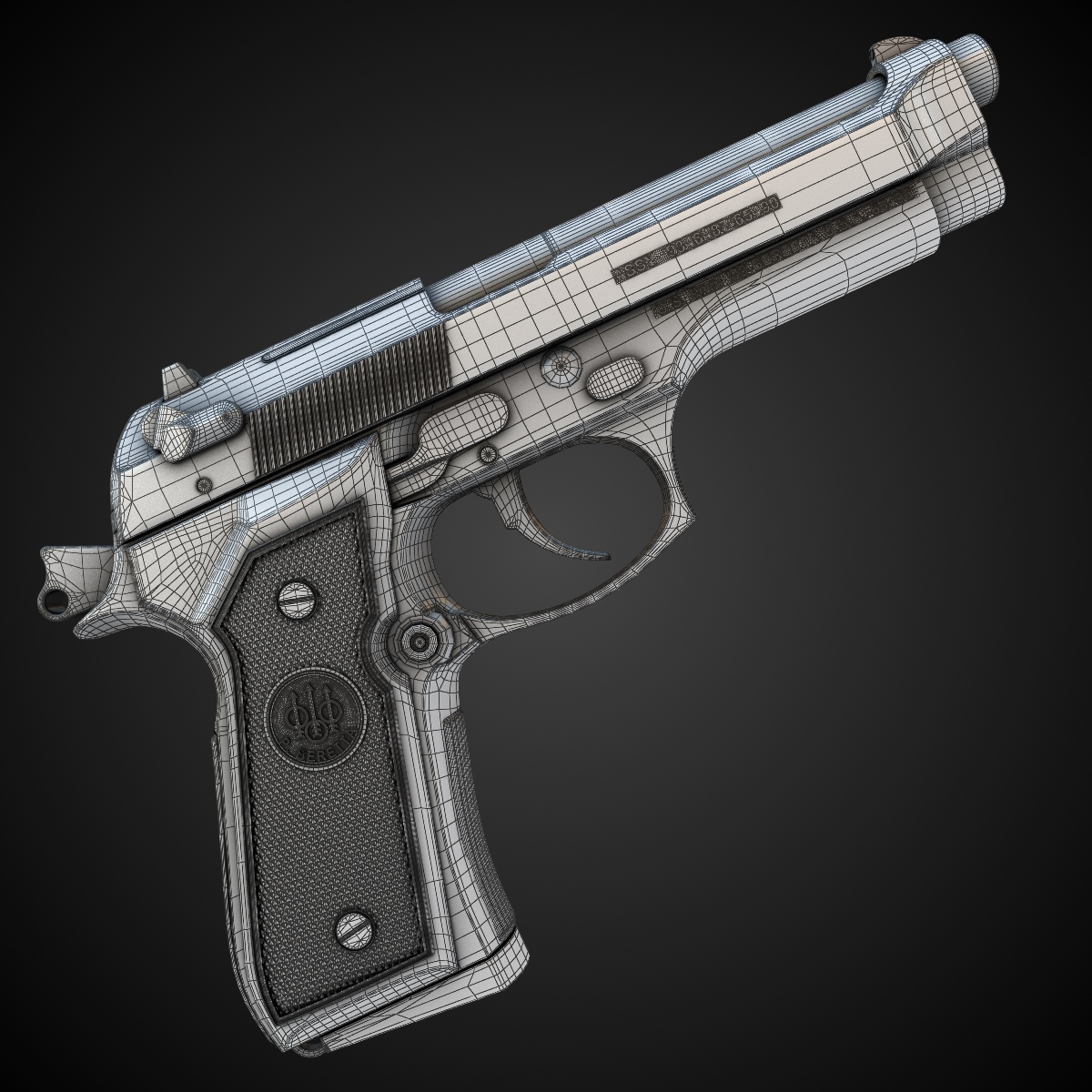 Beretta M9 9mm Pistol Hi-Res 3D model_7