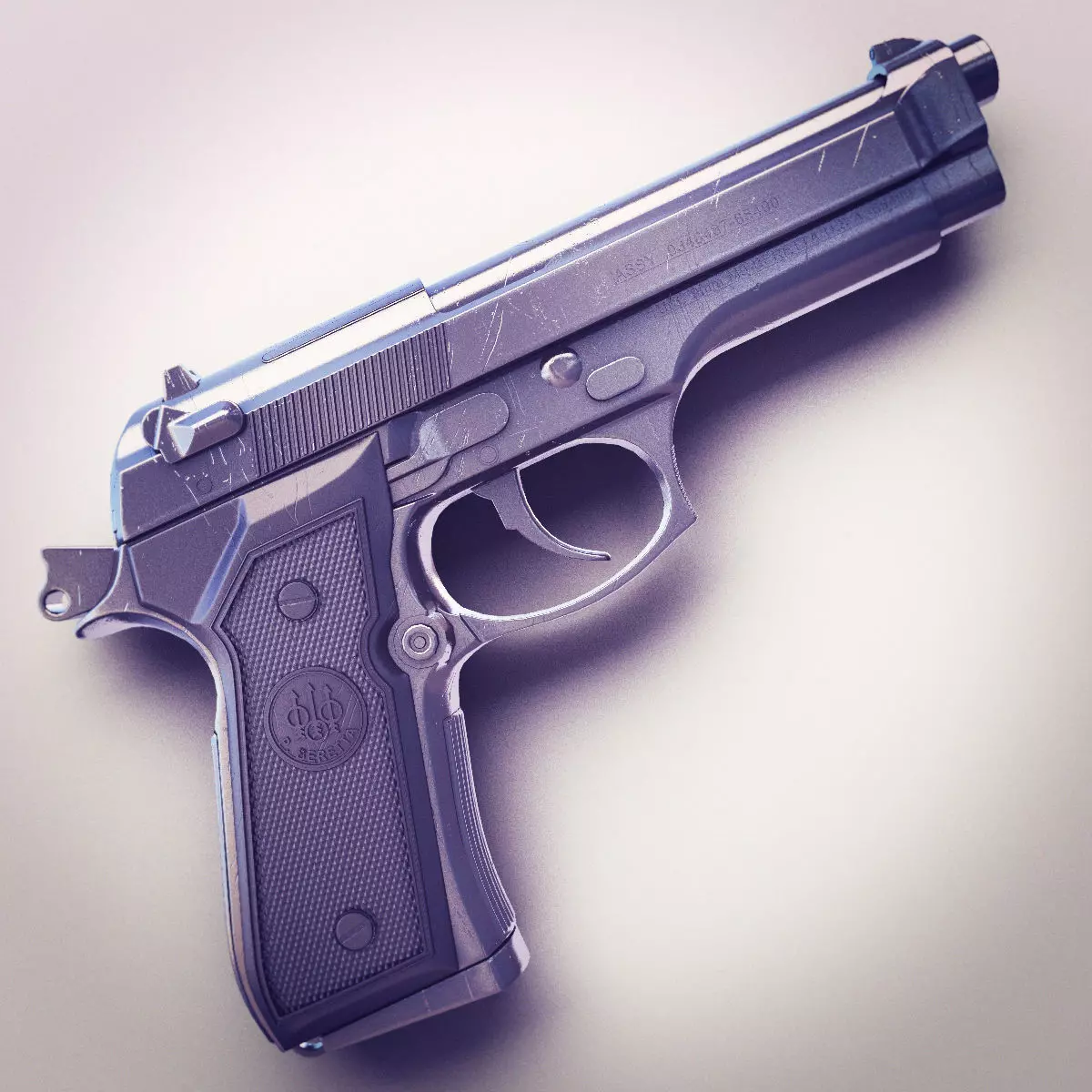 Beretta M9 9mm Pistol Hi-Res 3D model_0