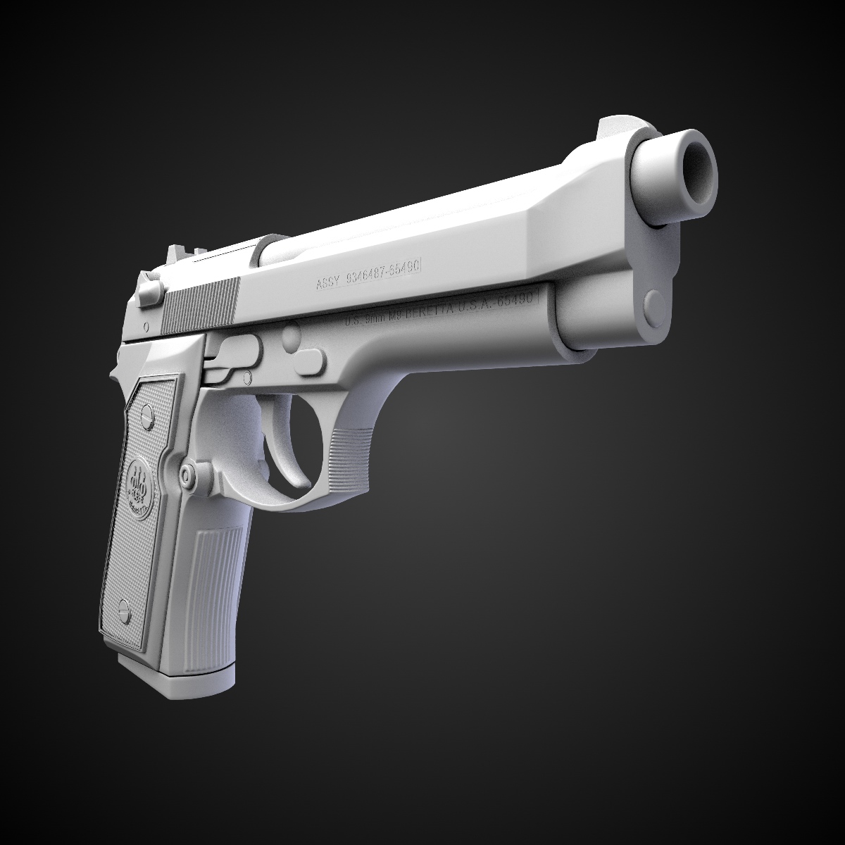 Beretta M9 9mm Pistol Hi-Res 3D model_6