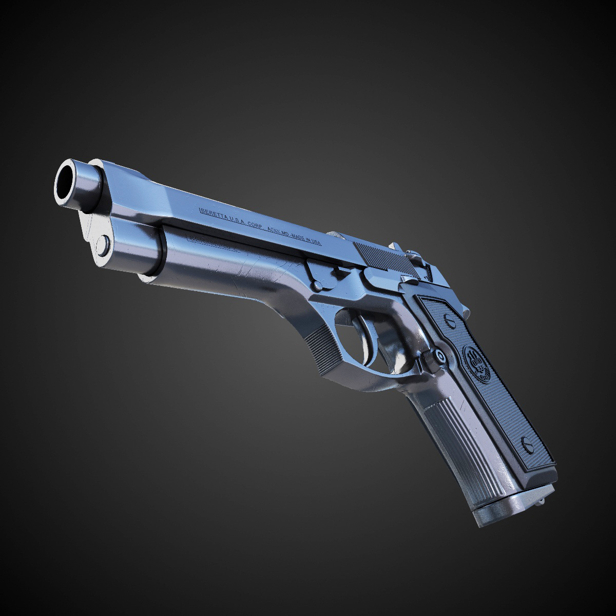 Beretta M9 9mm Pistol Hi-Res 3D model_3