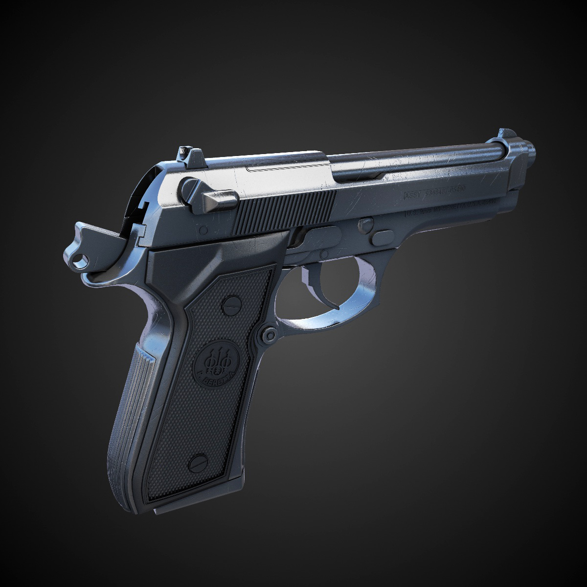 Beretta M9 9mm Pistol Hi-Res 3D model_1