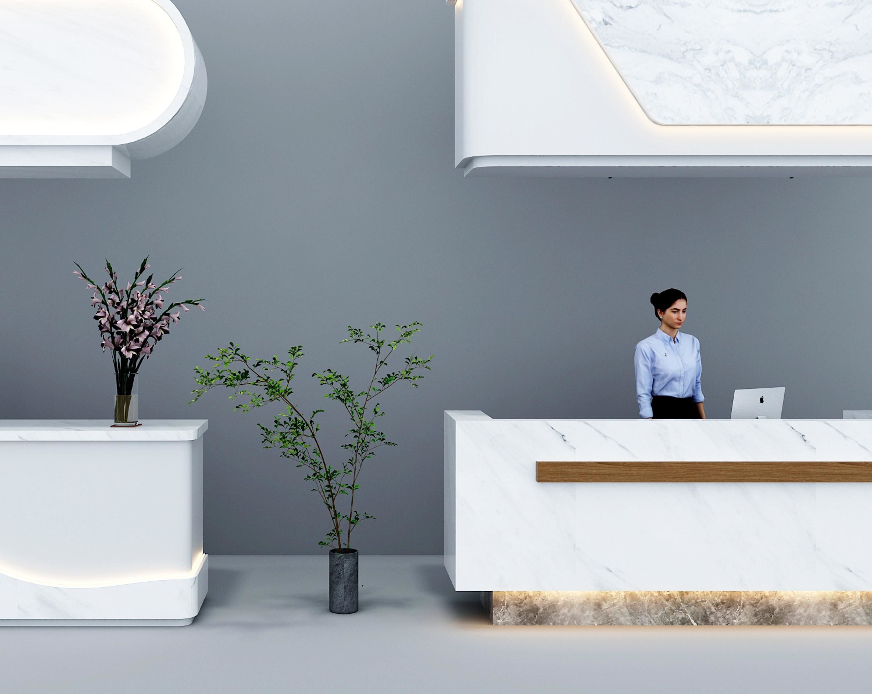 Front Desk Bar Modern Cashier 3D model_5