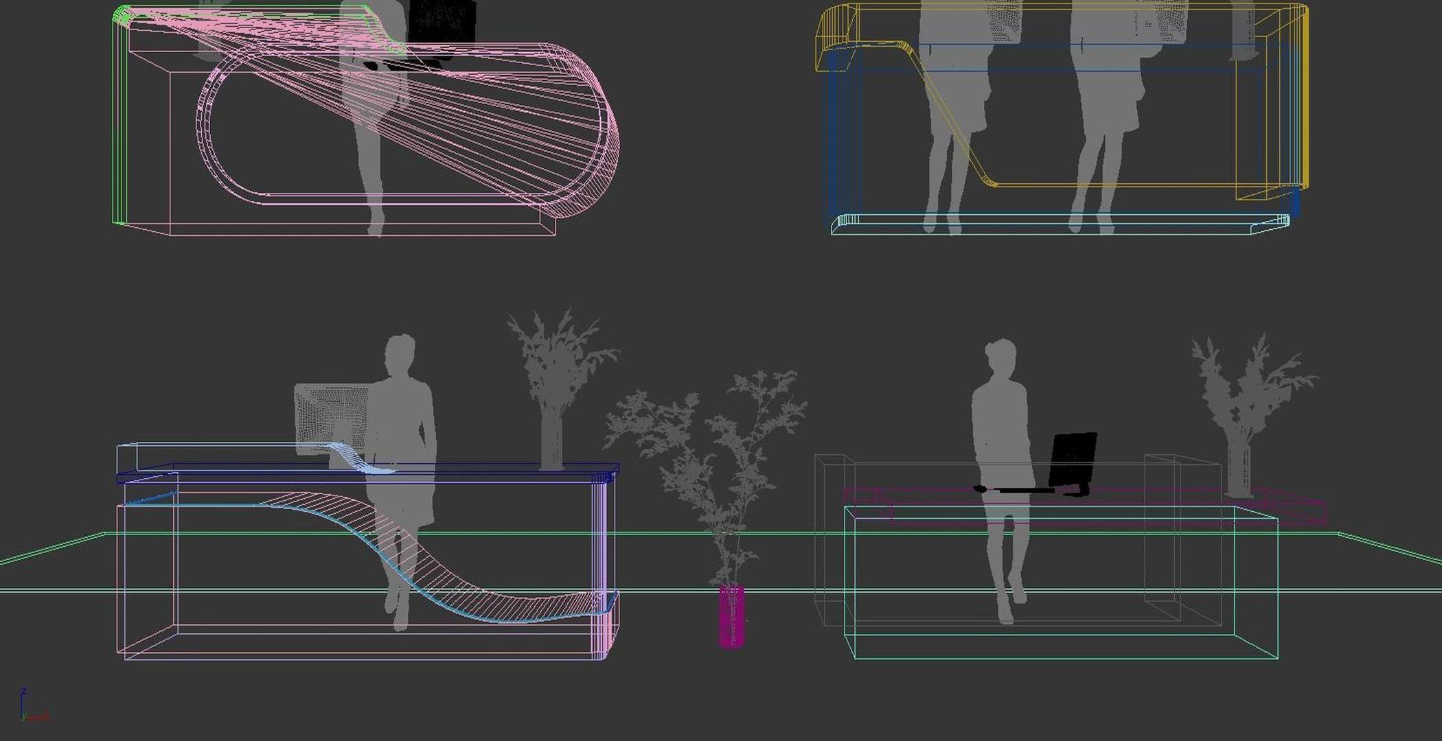 Front Desk Bar Modern Cashier 3D model_6