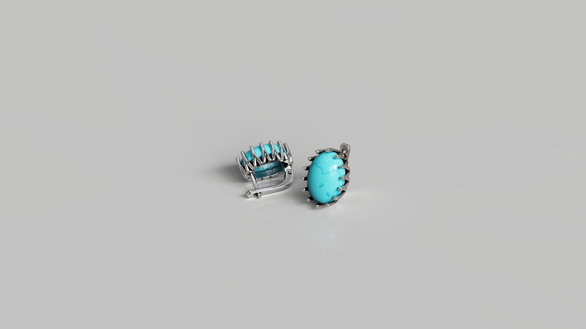 Cabochon Earrings 3D print model_9