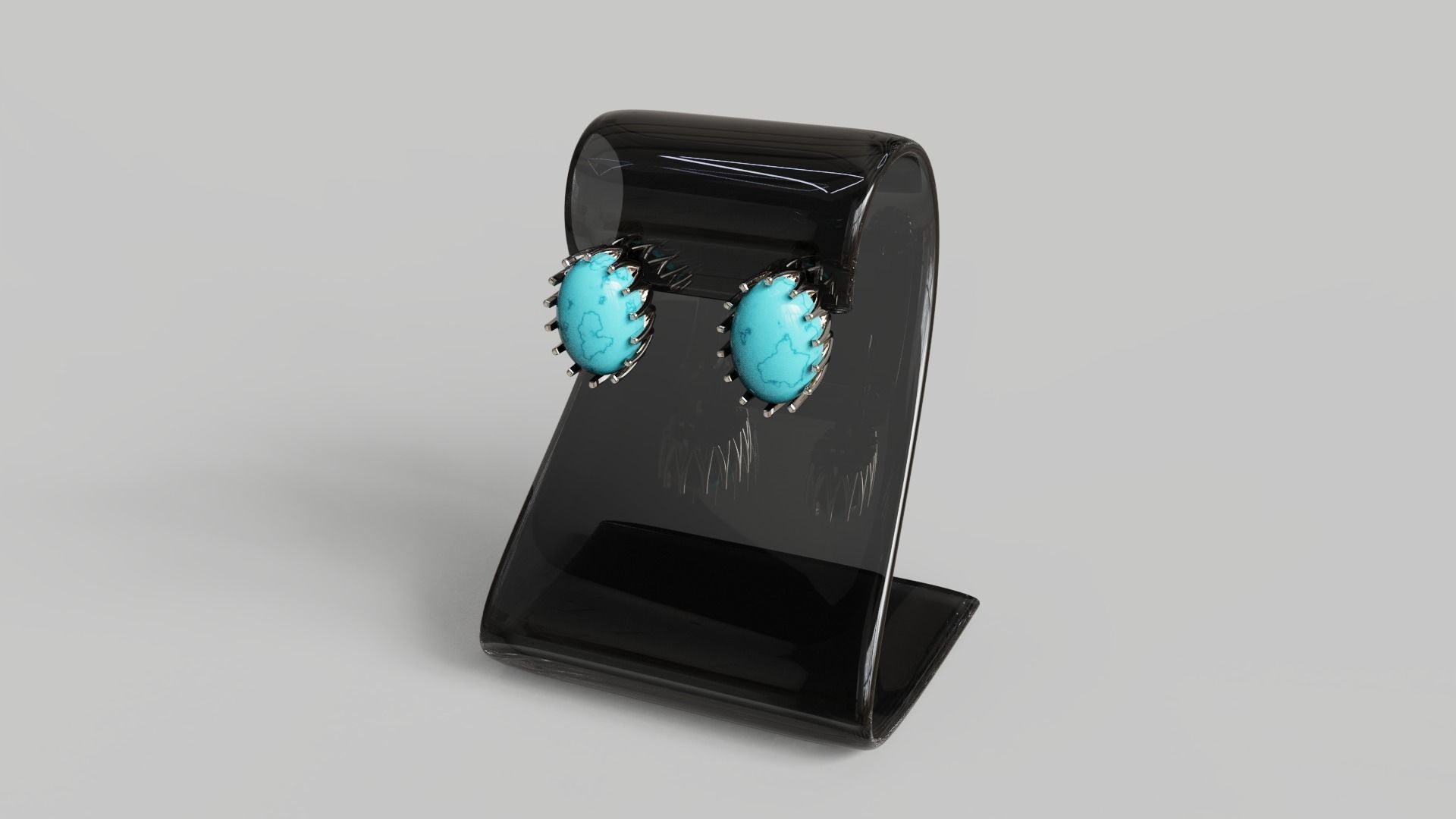 Cabochon Earrings 3D print model_13