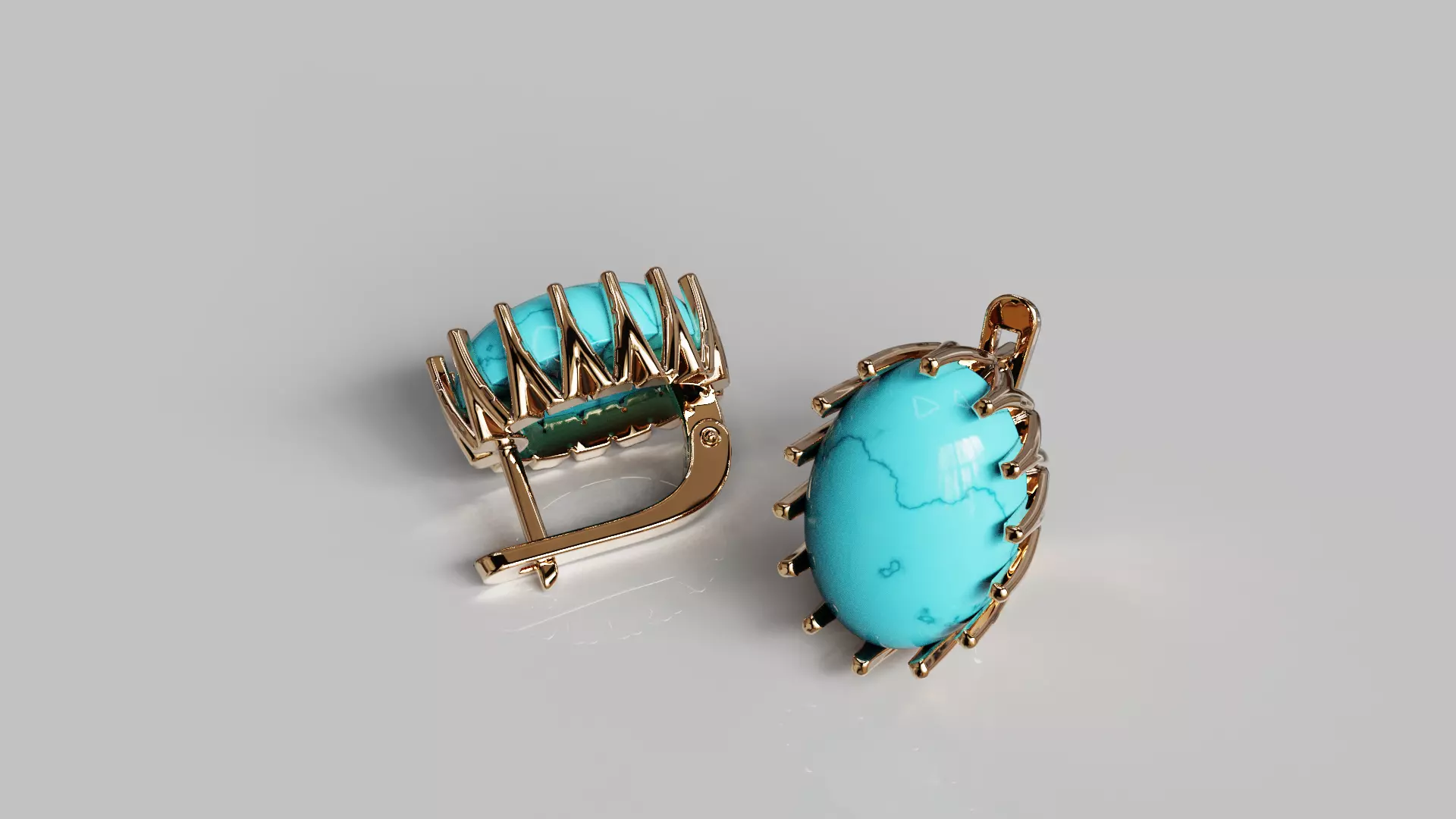 Cabochon Earrings 3D print model_0
