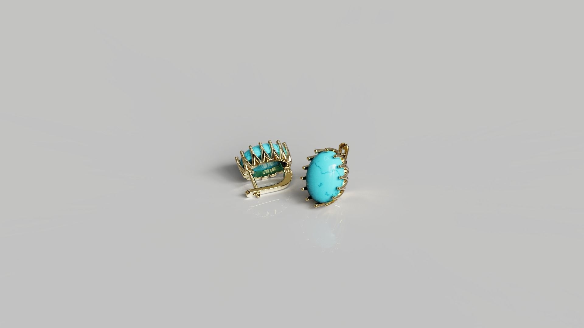Cabochon Earrings 3D print model_6