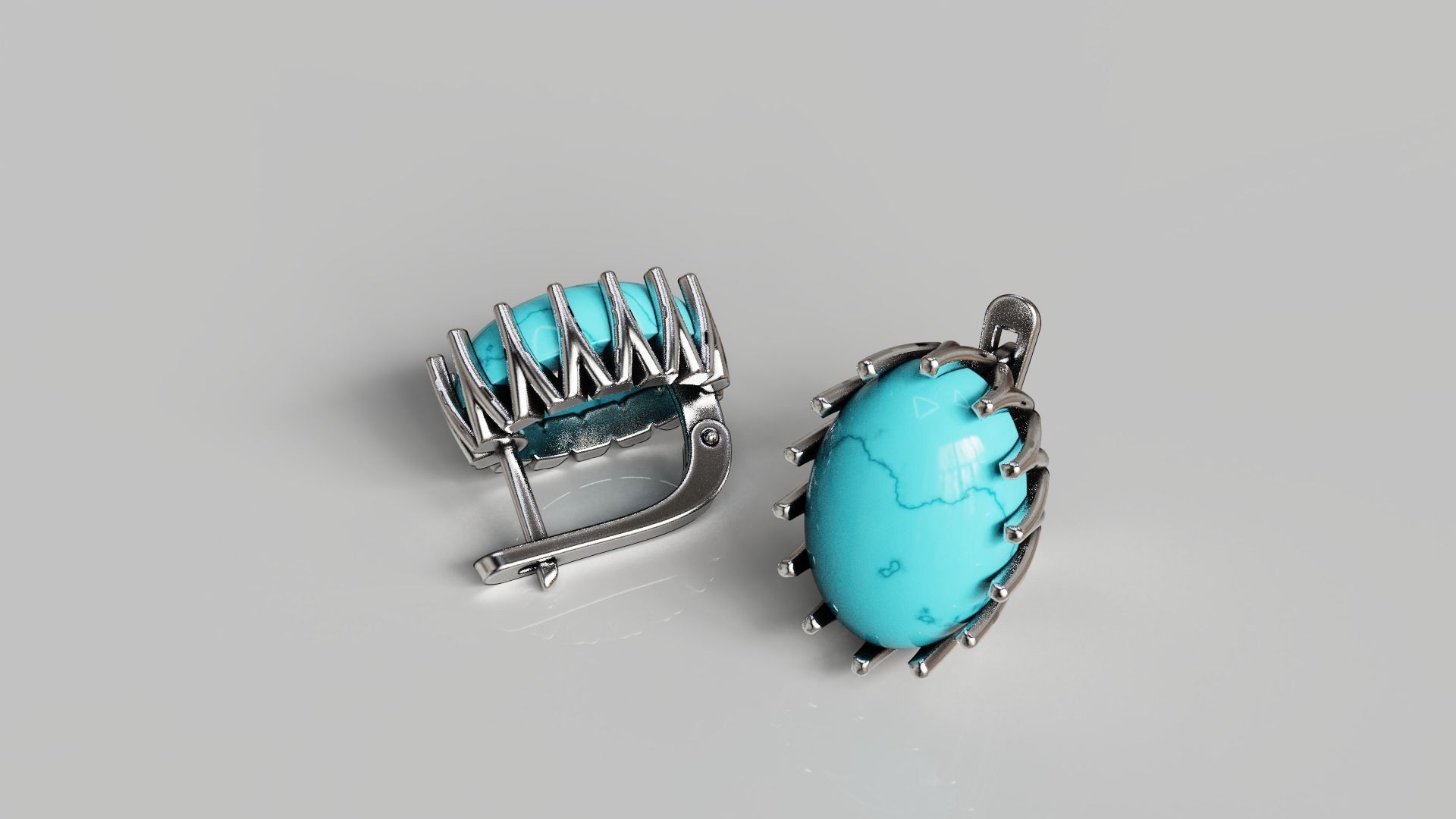 Cabochon Earrings 3D print model_4