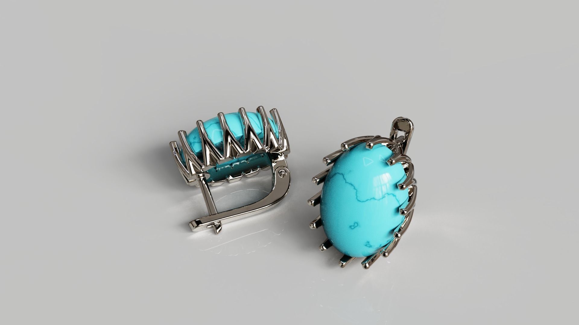 Cabochon Earrings 3D print model_3