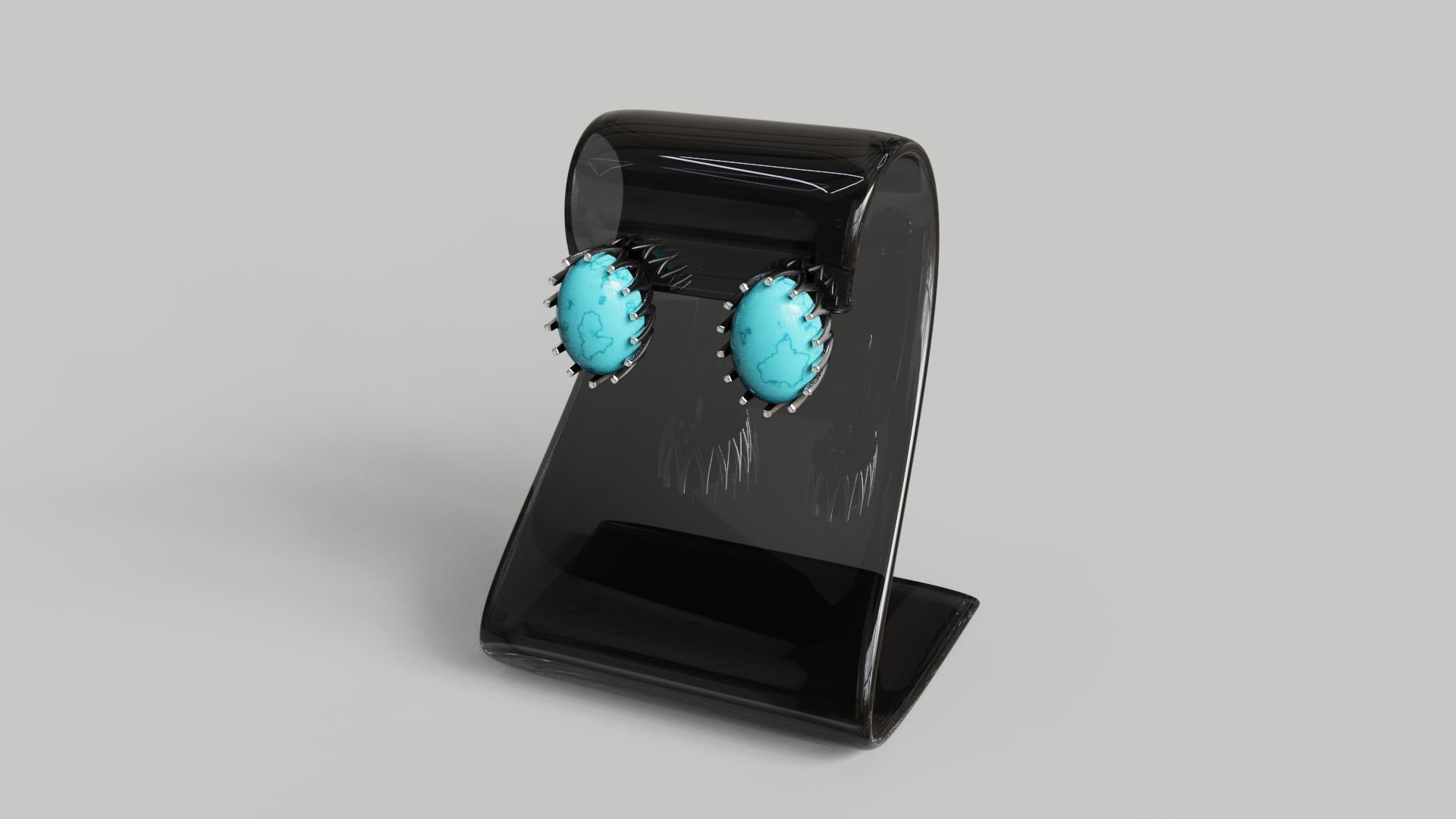Cabochon Earrings 3D print model_14