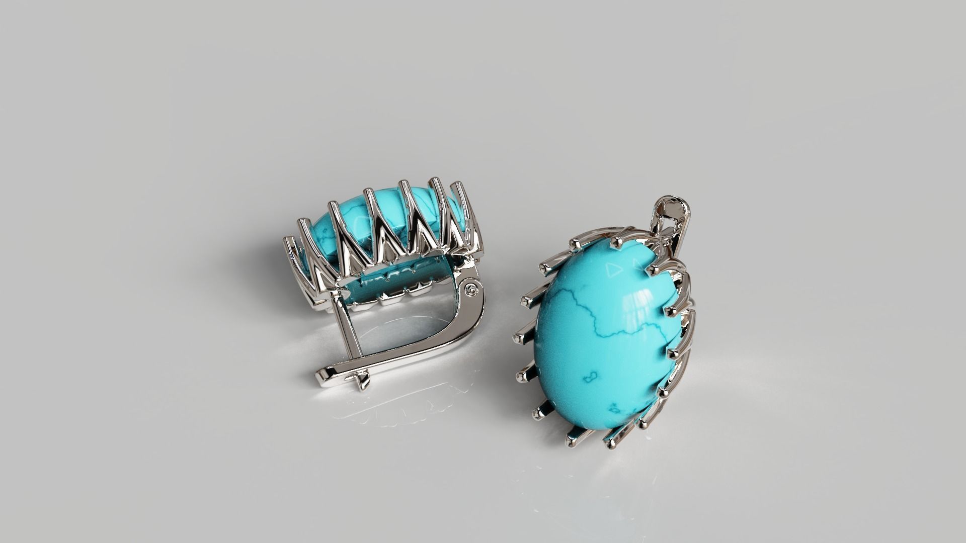 Cabochon Earrings 3D print model_2