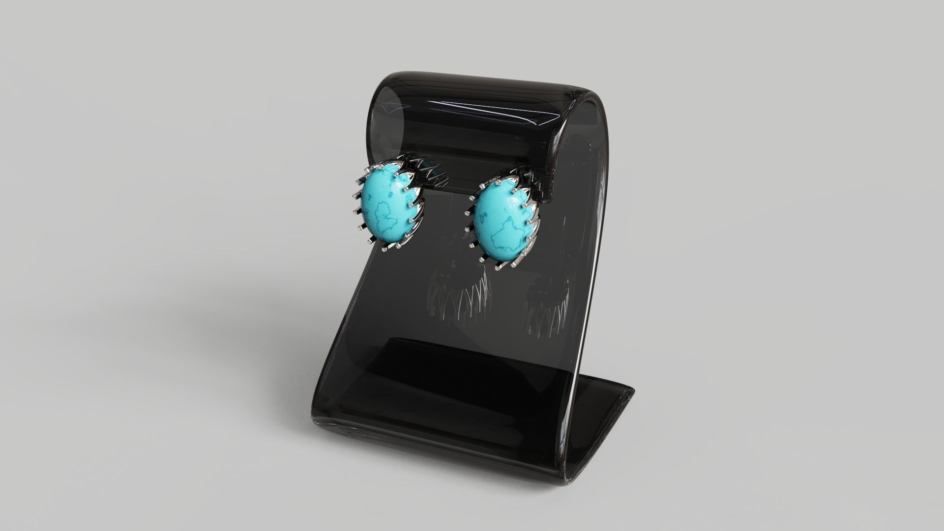 Cabochon Earrings 3D print model_12