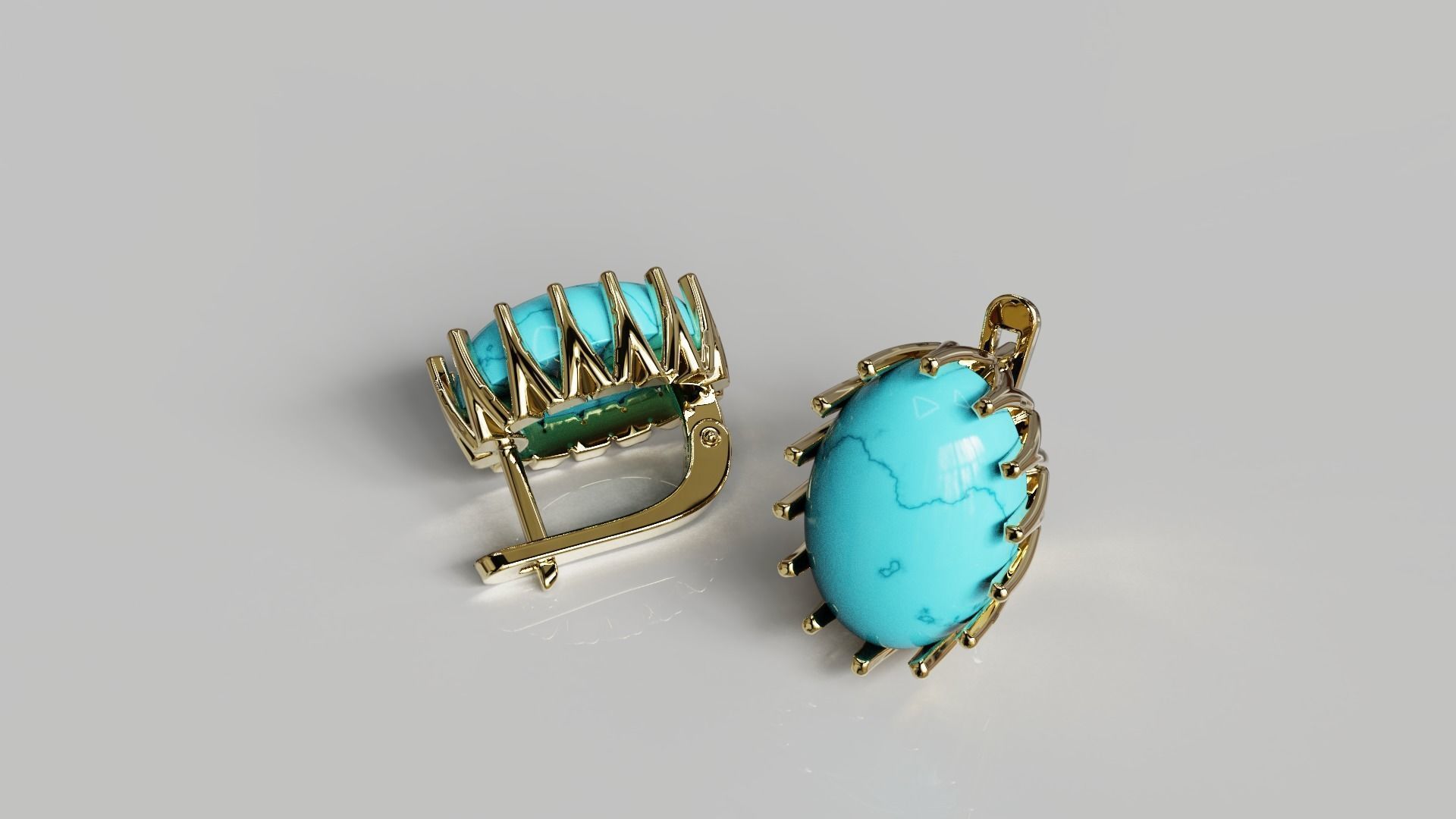 Cabochon Earrings 3D print model_1