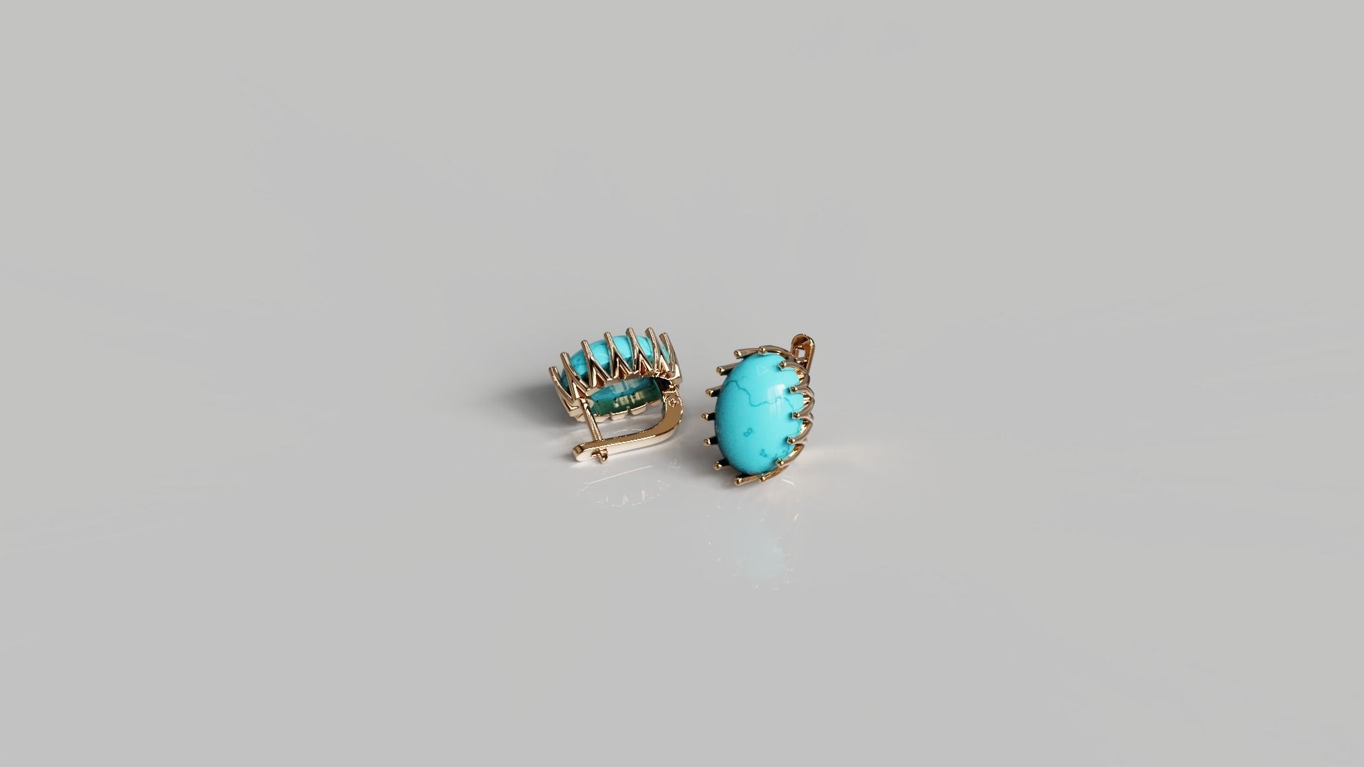 Cabochon Earrings 3D print model_5