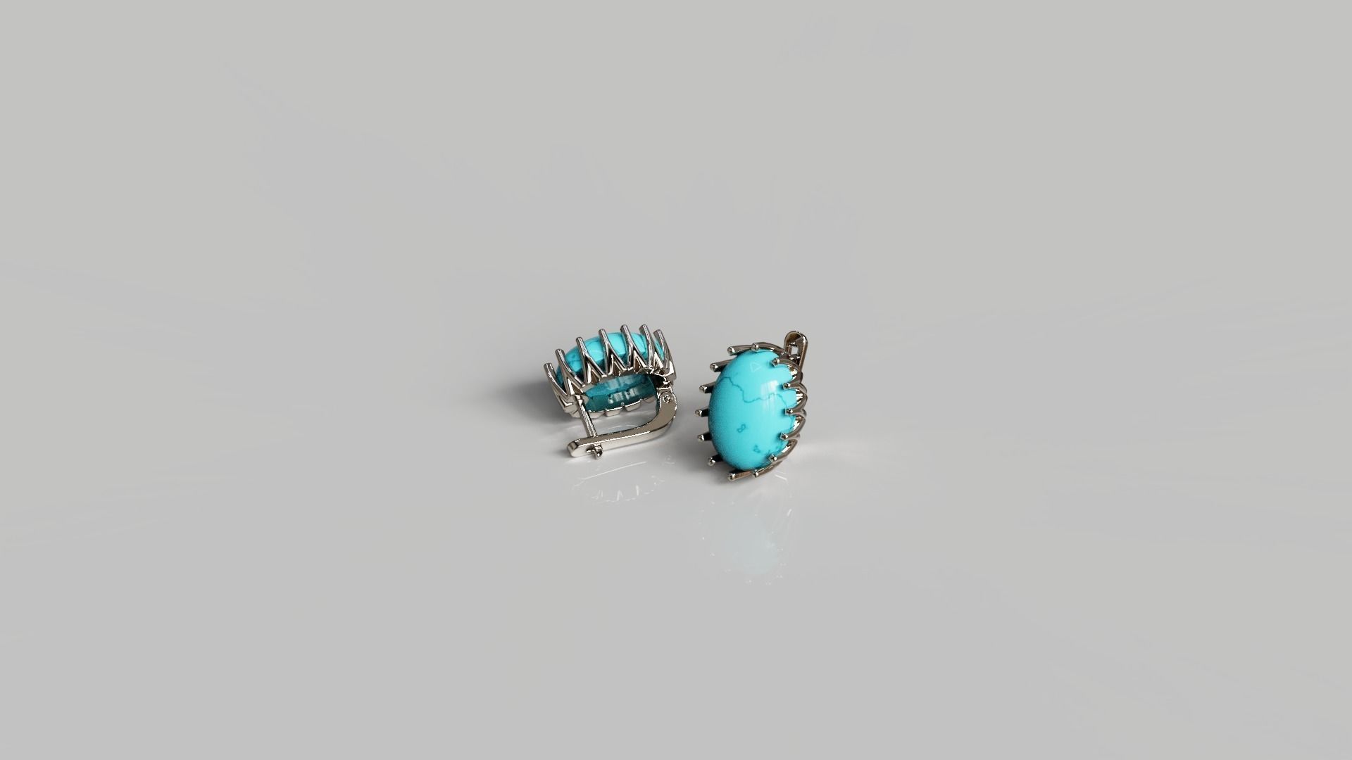 Cabochon Earrings 3D print model_8